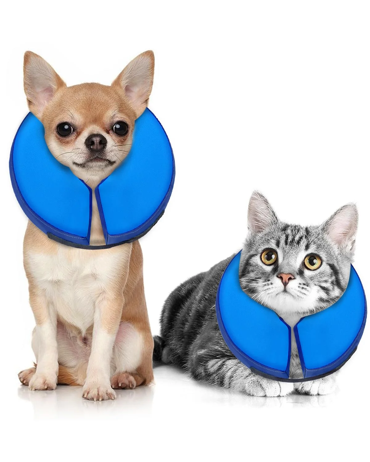 Crafted MIDOG Soft Inflatable Dog Cone DarkBlue-XS – Donut E-Collar for After Surgery Unobstructed Vision Comfort Easy-to-Use