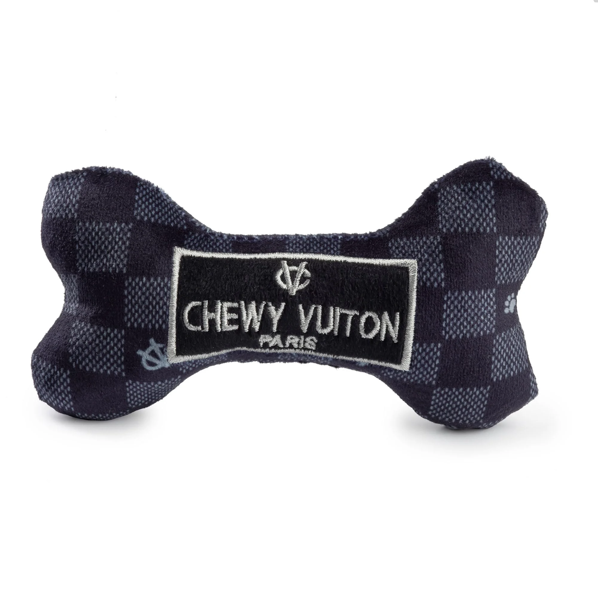 Secure Haute Diggity Dog Black Checker Chewy Vuiton Bone — Plush Designer Toy Small Pure