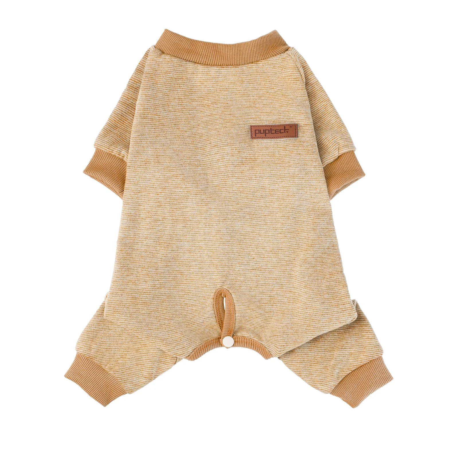 Clean PUPTECK Dog Pajamas – Soft Fleece Stretchy Onesie for Small Medium Large Dogs Beige Size M Reusable