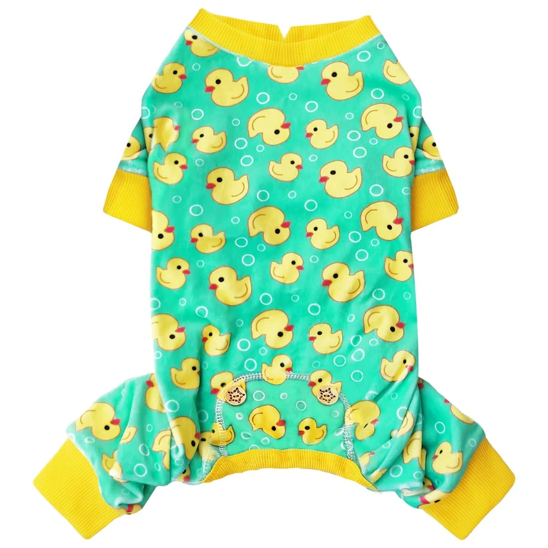 Versatile KYEESE Velvet Dog Pajamas for Small Dogs – Yellow Ducks Pattern User-Friendly