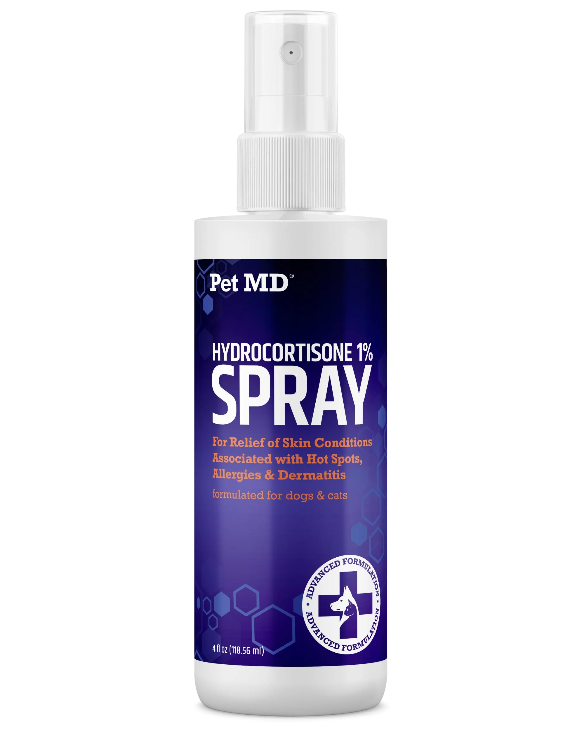 Effective Pet MD Hydrocortisone Spray for Dogs Cats Horses — Itch Relief Hot Spot Treatment 4 oz Pure