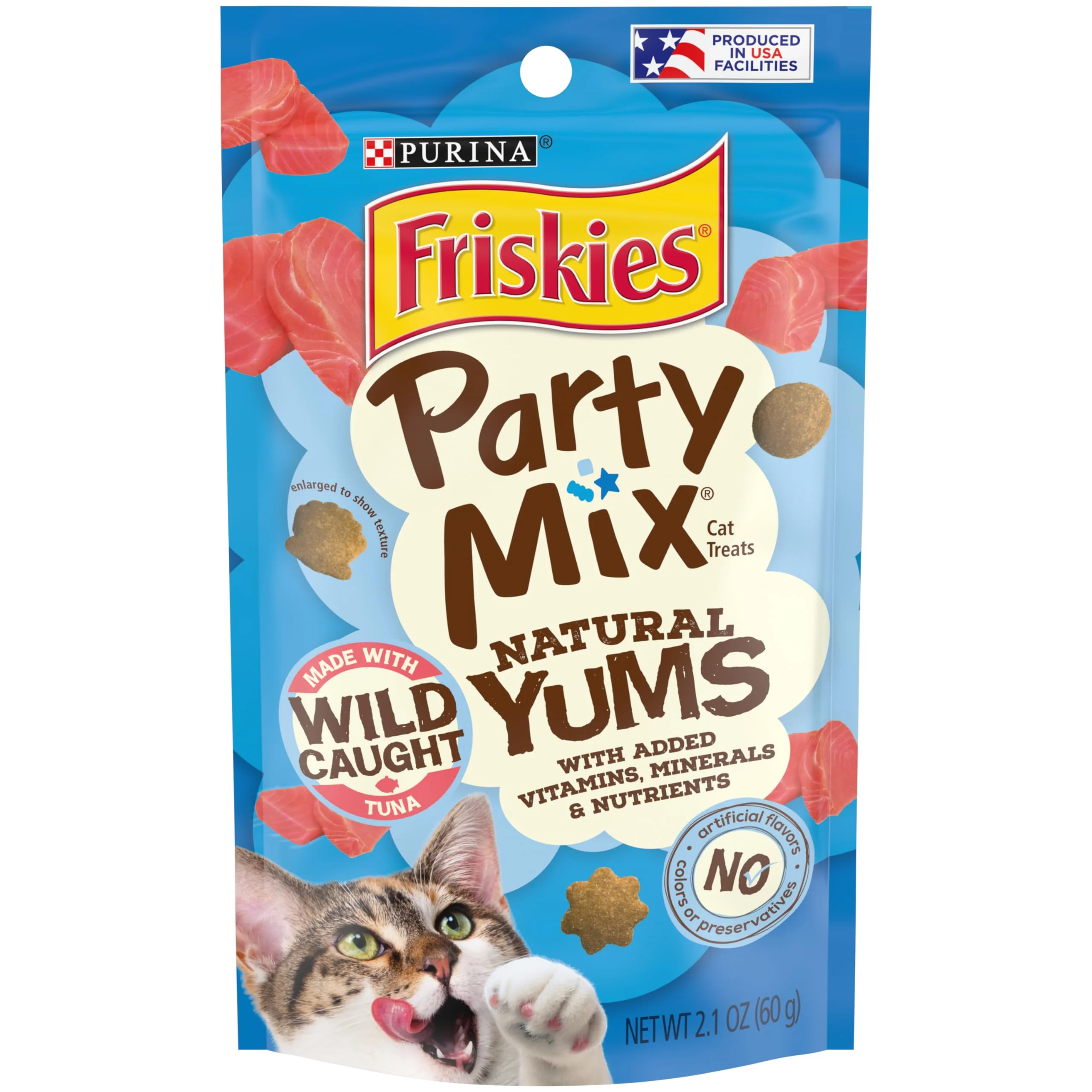 Durable Friskies Natural Yums With Wild Tuna Cat Treats – Party Mix 2.1 oz Pouches Pack of 10 Original
