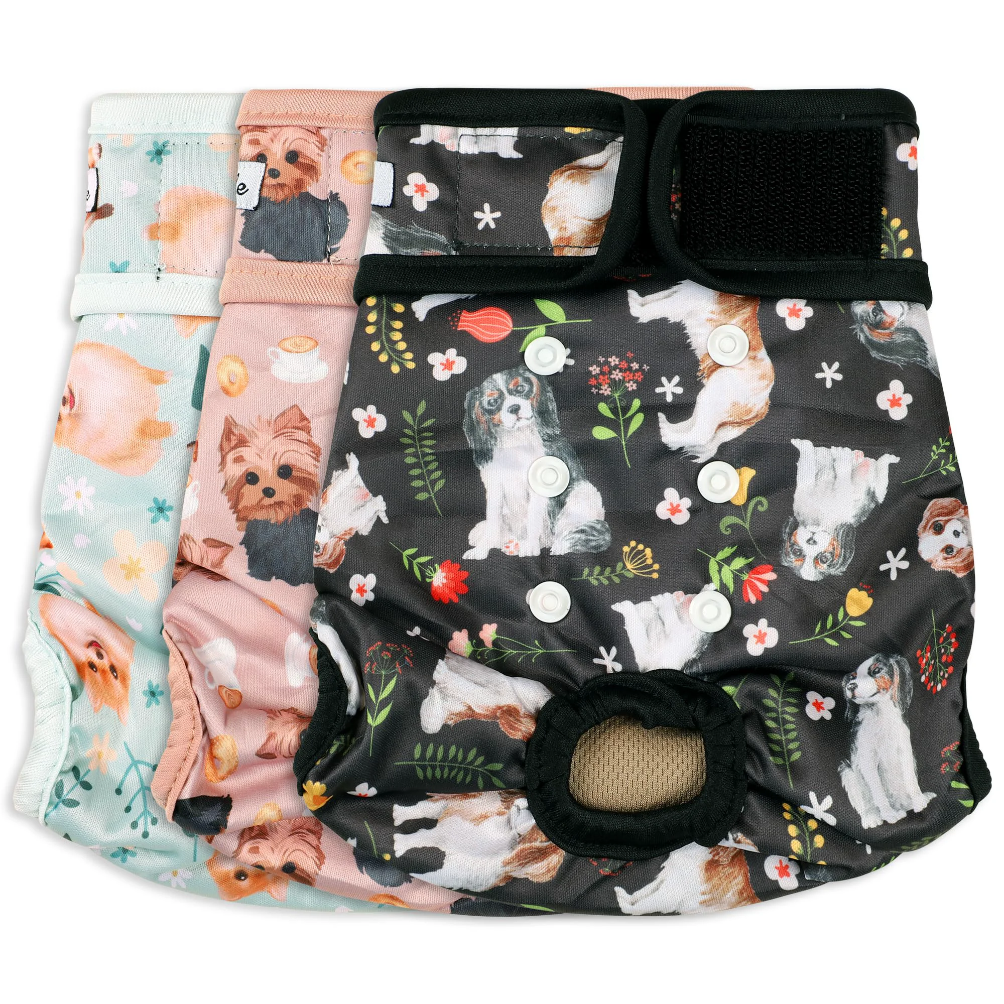 First-Class Grecle Dog Diapers Female 3 Pack — Reusable No Leak Heat Panties with Adjustable Snaps Organic