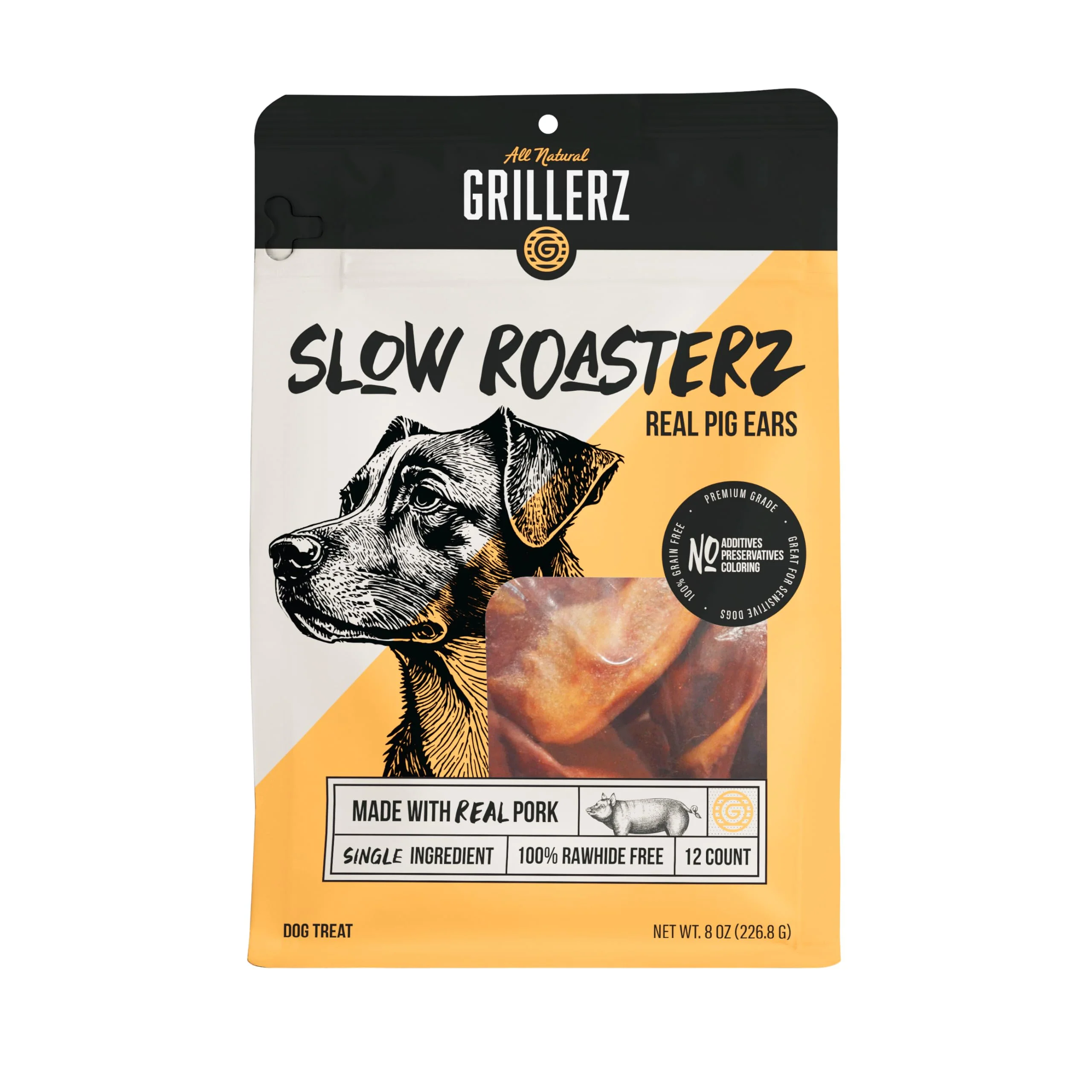 Stylish Grillerz Scott Pig Ears for Dogs – 12 Count All Natural Single-Ingredient Chew Detailed