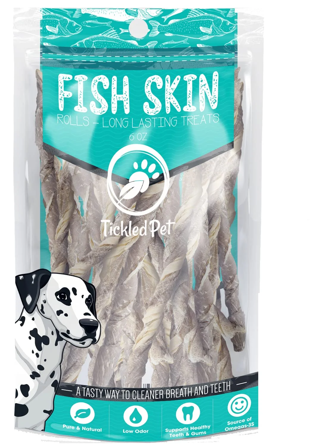 Green TickledPet Dog Training Treats - Icelandic Wild-Caught Cod Dehydrated Grain- Single-Ingredient Omega-3s 6 oz Lightweight