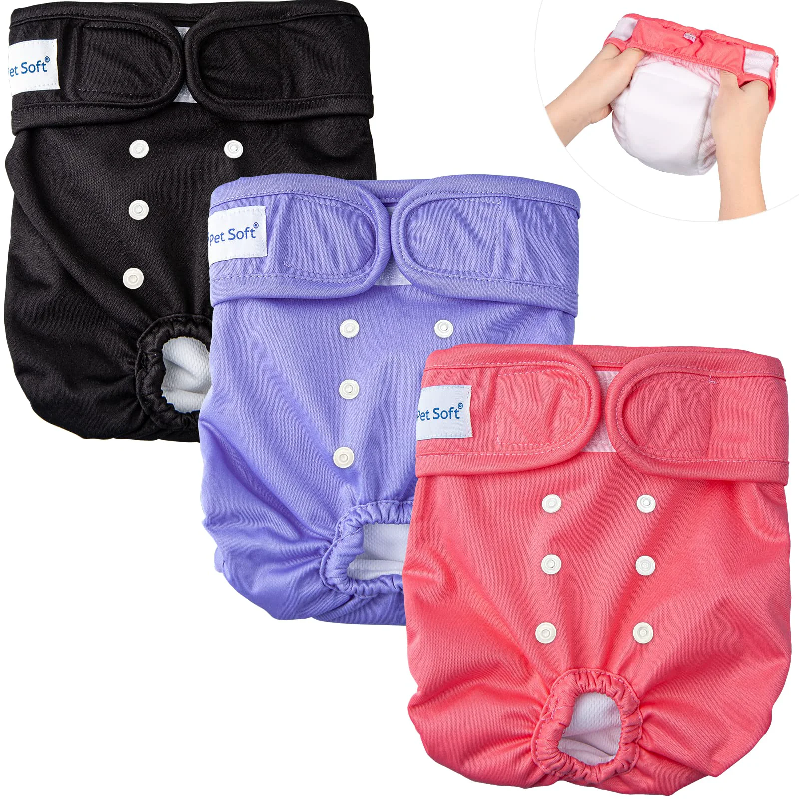 Fine Crafted Pet Soft Washable Female Diapers 3 Pack XS – Reusable Girl Dog Diapers for Heat Sprightly Practical