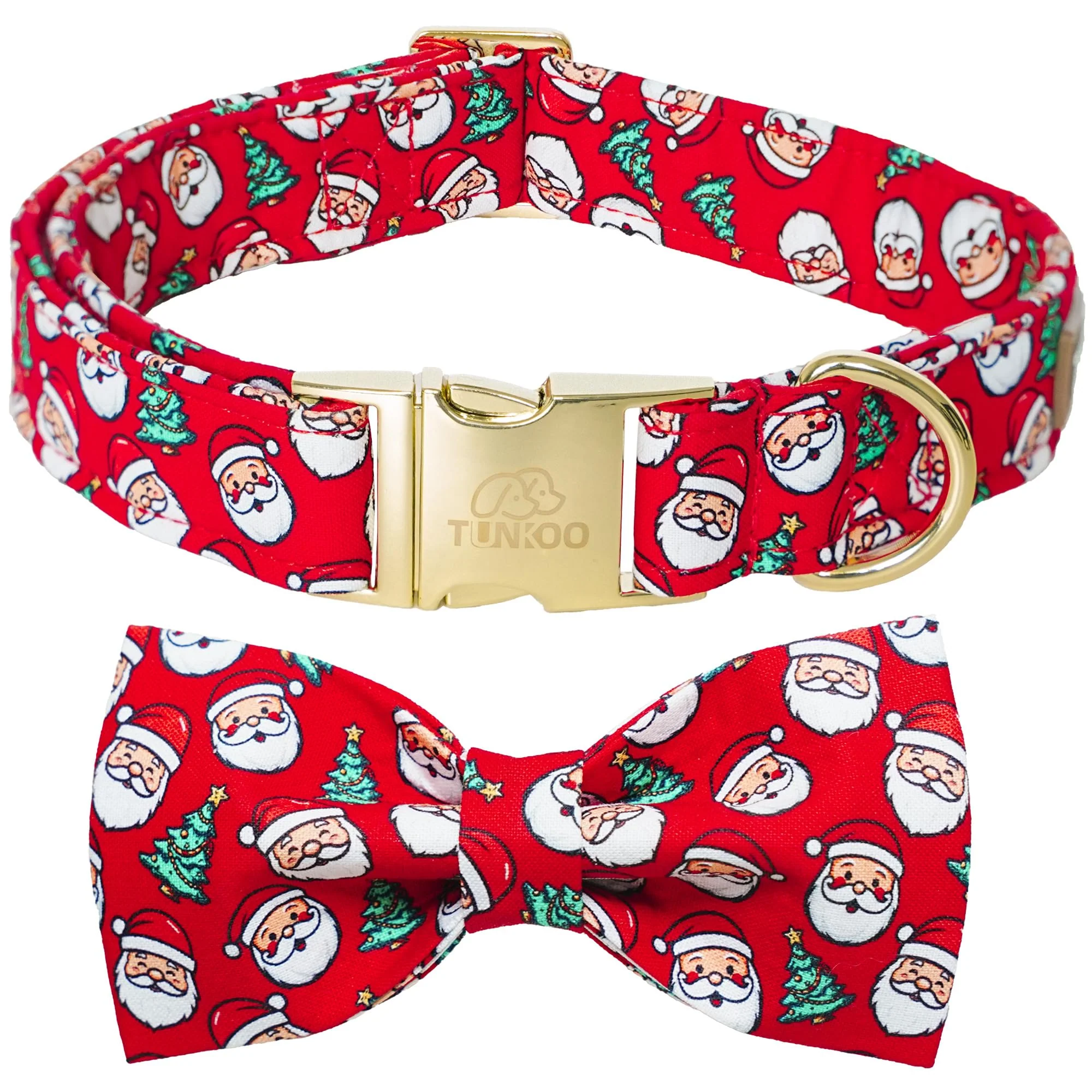 Versatile Tunkoo Christmas Dog Collar with Bow Tie – Adjustable Santa Puppy Collar for Small to Large Dogs Exclusive