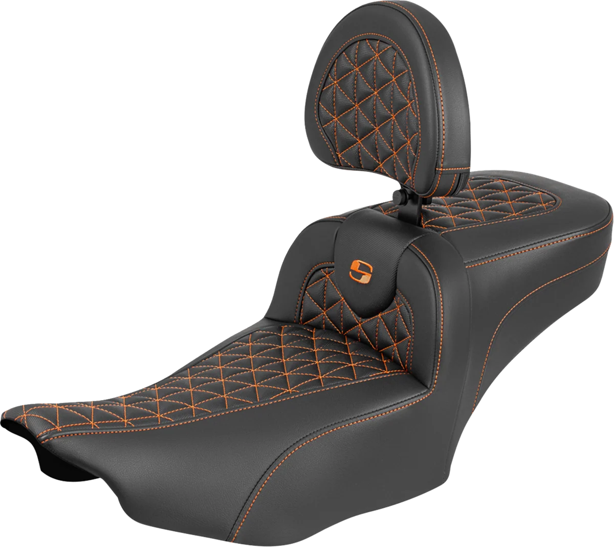 Green SADDLEMEN Roadsofa™ Extended Reach Seat - with Backrest - Orange Stitch - FLH FLT '23-'25 823-07-211B3 Efficient