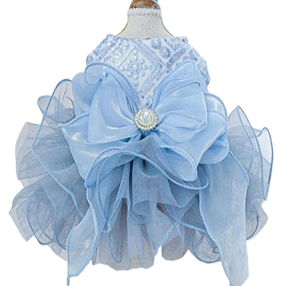 Smart ANIAC Blue Cat Wedding Dress with Bow Knot - Luxury Small Dog Cat Formal Outfit First-Class