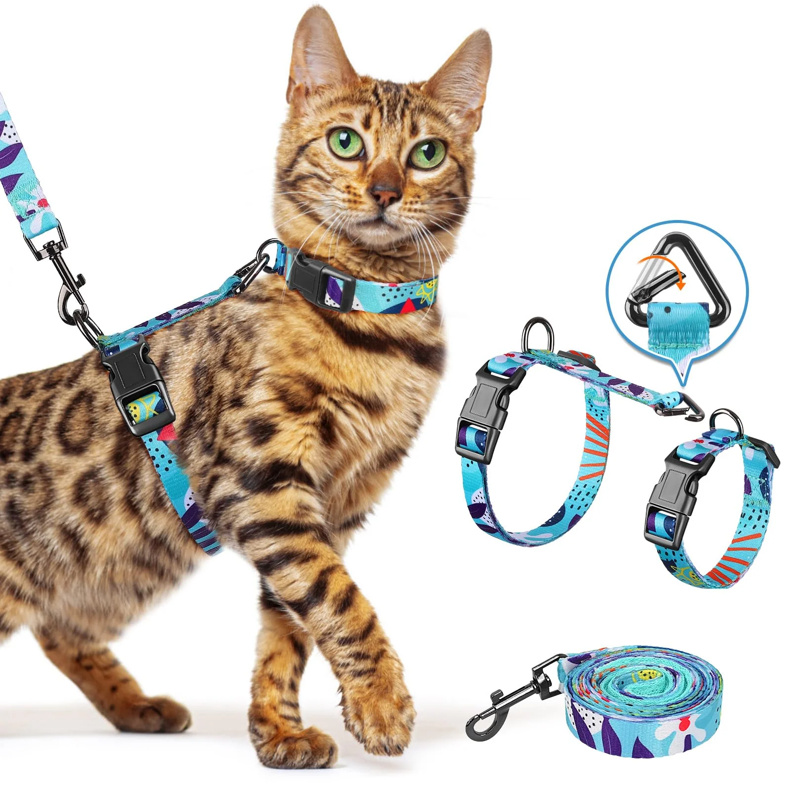 Eco-Friendly Halypet Cat Harness and Leash Set 3-in-1 Escape-Proof – Adjustable Medium Comfortable