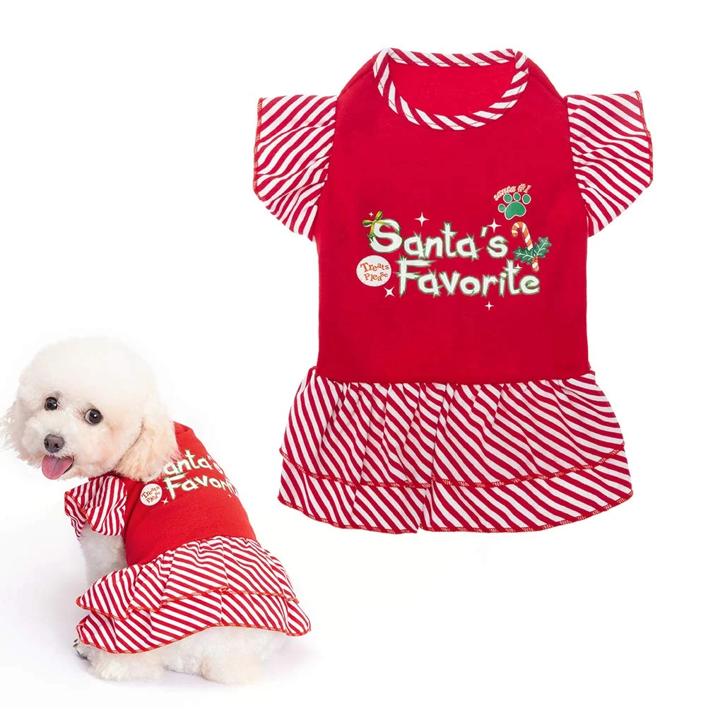 Contemporary EXPAWLORER Dog Christmas Dress for Small Dogs - Santa Pattern Holiday Costume Advanced