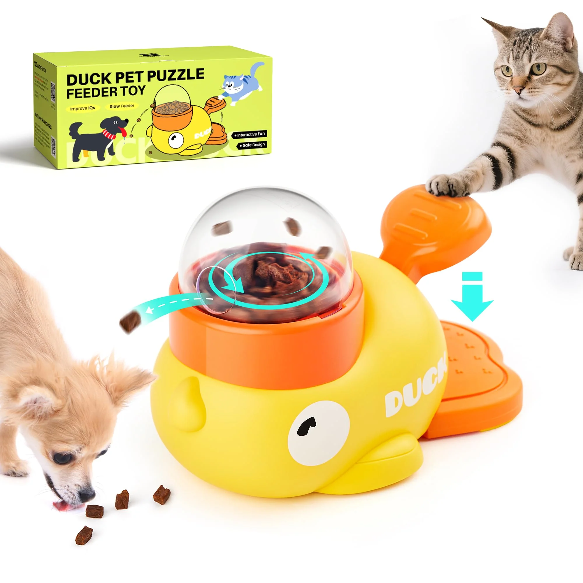 Premium Material Potaroma Cat Puzzle Dispenser – Duck-Shaped Interactive Enrichment for Cats Small Dogs Premium