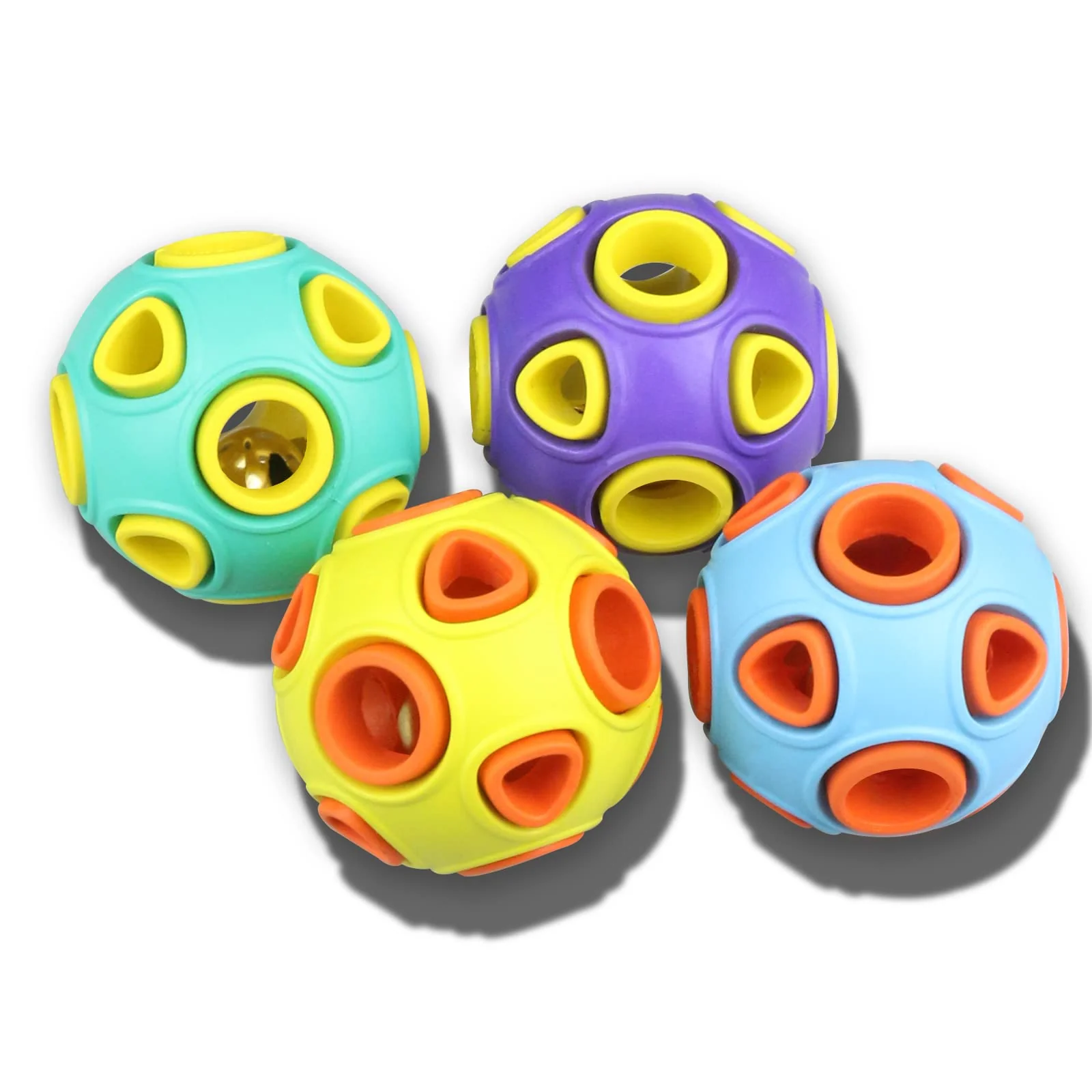 Verified SCHITEC 4-Pack Dog Balls with Bell Sound – 2 Rubber Fetch Toys for Puppies Small Dogs Traditional
