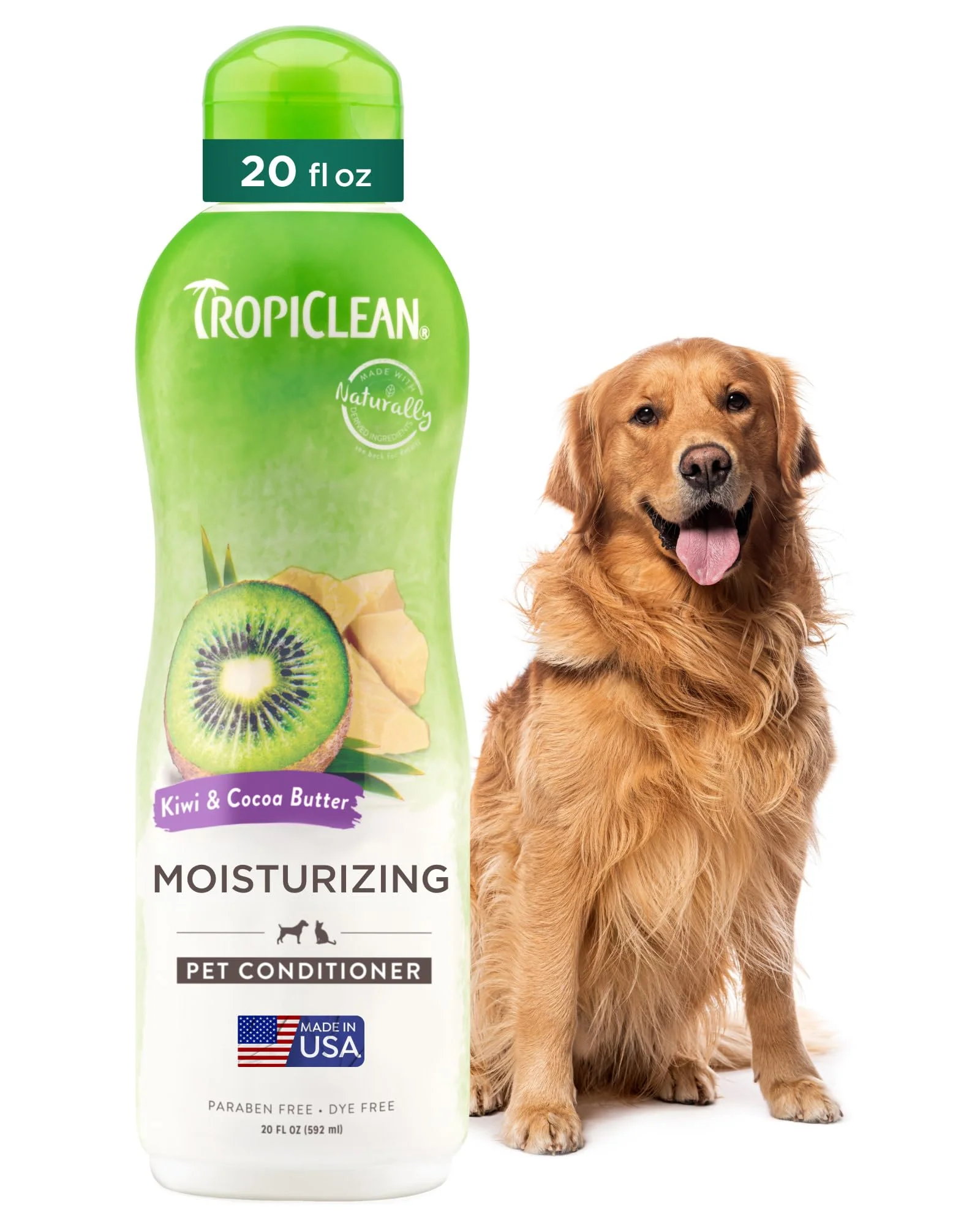 Traditional TropiClean Dog Conditioner Easy Detangling Moisturizing 20oz Made in USA User-Friendly