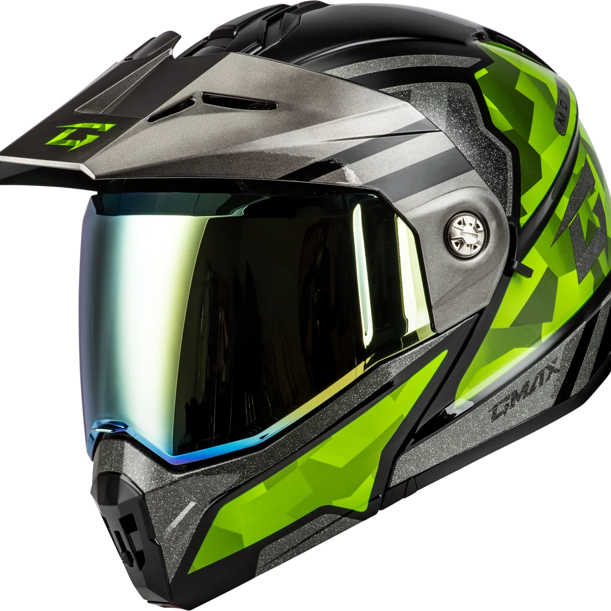Advanced Md 74 Striker Modular Helmet W Gld Shld Blk Slvr Grn Mtlc Xl Refined