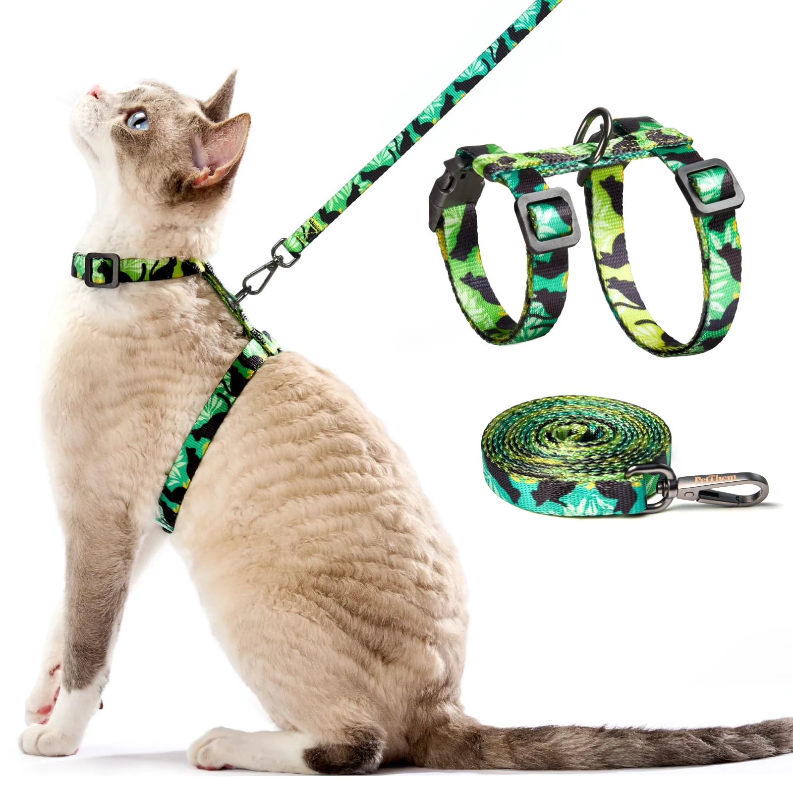 Soft PetThem Cat Harness and Leash Set – Escape-Proof Adjustable Comfort for Cats Green Cat Whispers Top-Quality
