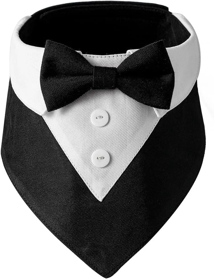 Fine Crafted HDGDT Dog Tuxedo Collar with Bow Tie – Adjustable Formal Pet Attire for Weddings Special Occasions Reliable