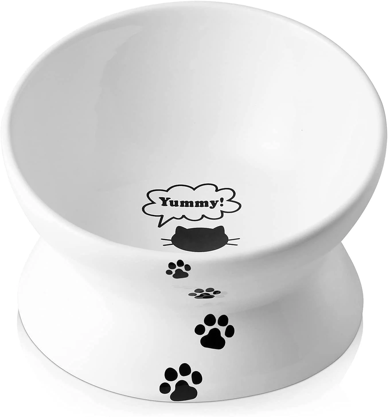 Modern Y YHY Cat Bowl - d Tilted Ceramic Pet Bowl for Flat-Faced Cats Small Dogs Anti Vomiting Spine Support Dishwasher Safe 5 Inches White Selected