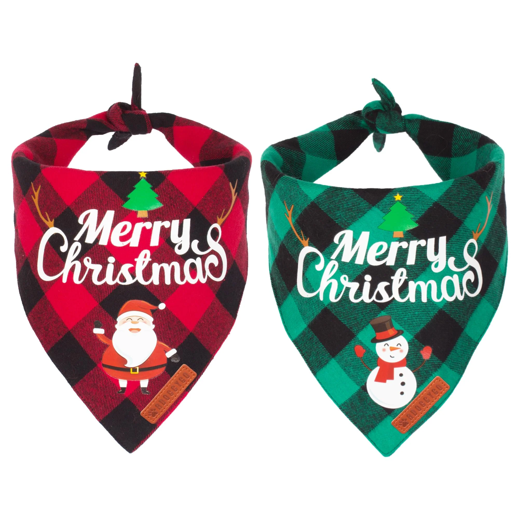 Crafted ADOGGYGO 2 Pack Christmas Plaid Dog Bandanas – Large Size for Medium to Large Dogs High-End