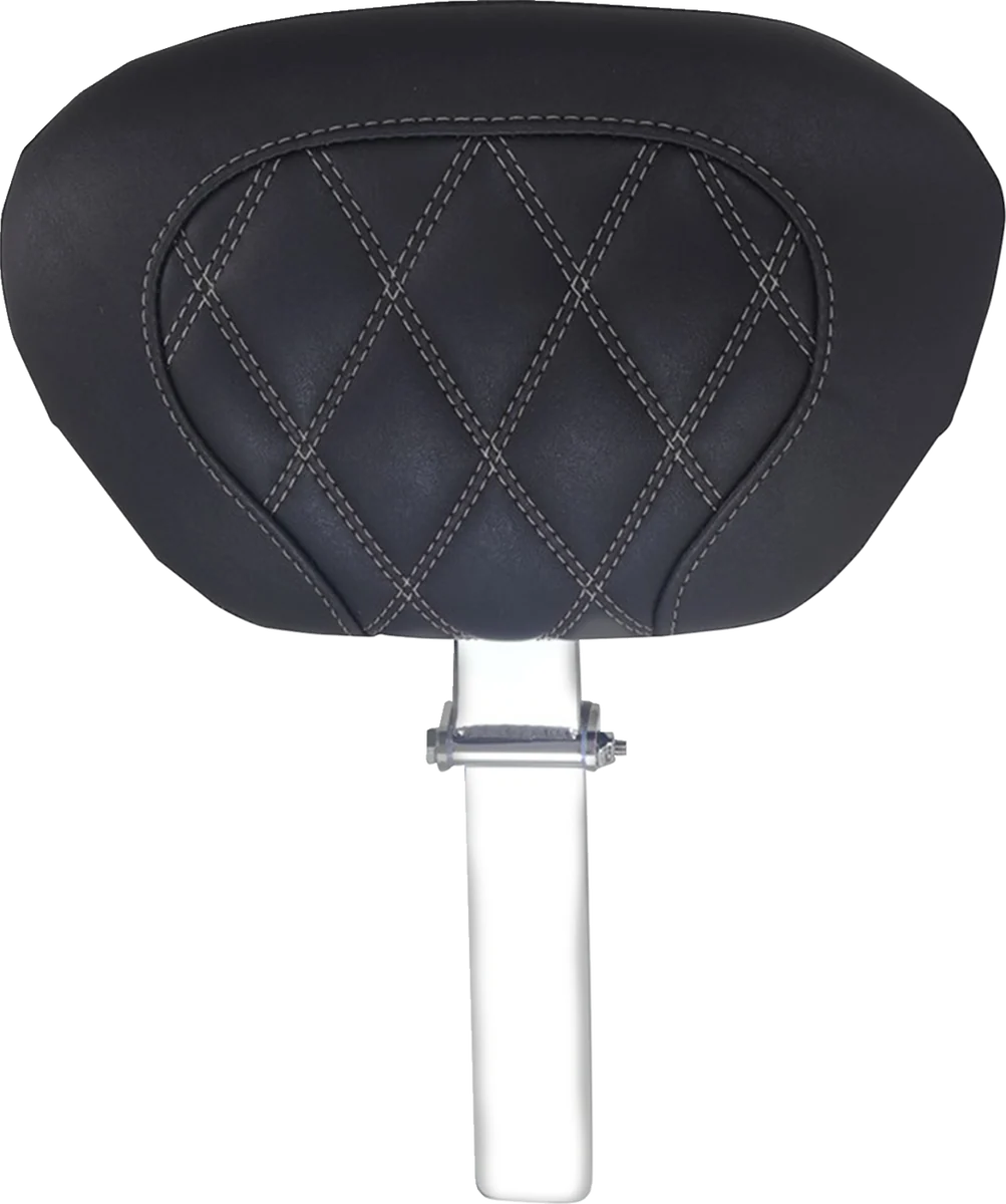 World-Class MUSTANG Driver Backrest - Double Diamond - Gun Metal Stitch - FLH FLT '08-'25 89539GM Superior