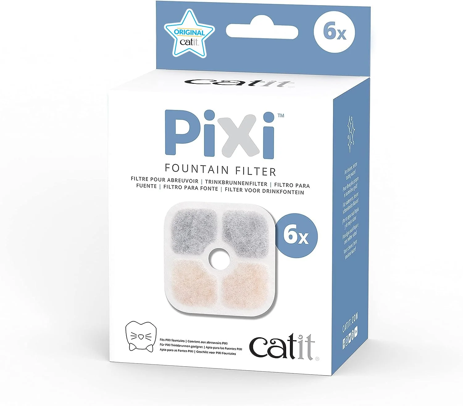 Long-Lasting Catit PIXI Cat Drinking Fountain Filter – Triple Action 6-Pack White Green