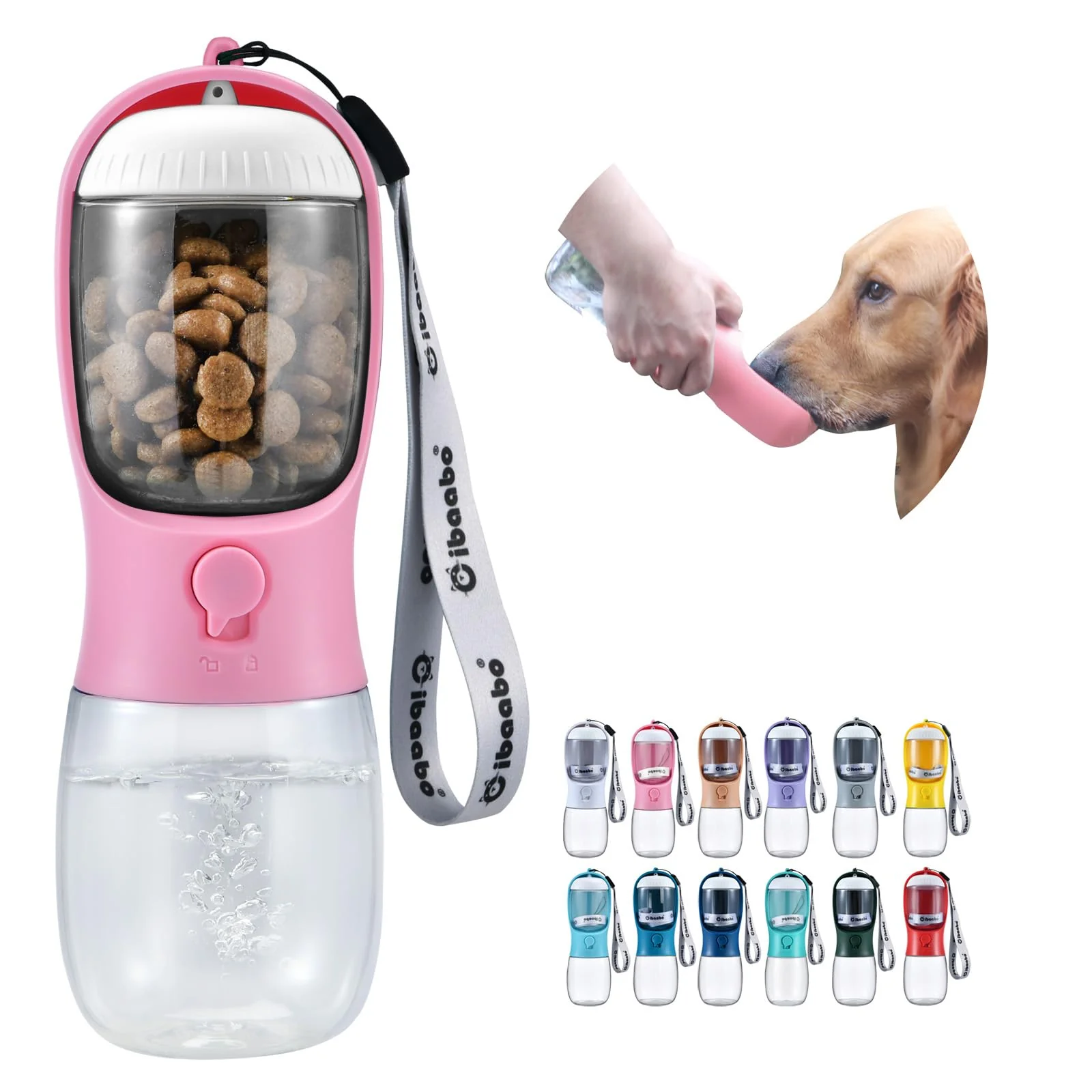 Smooth Cibaabo Dog Water Bottle with Food Container – Travel Pet Dispenser Verified