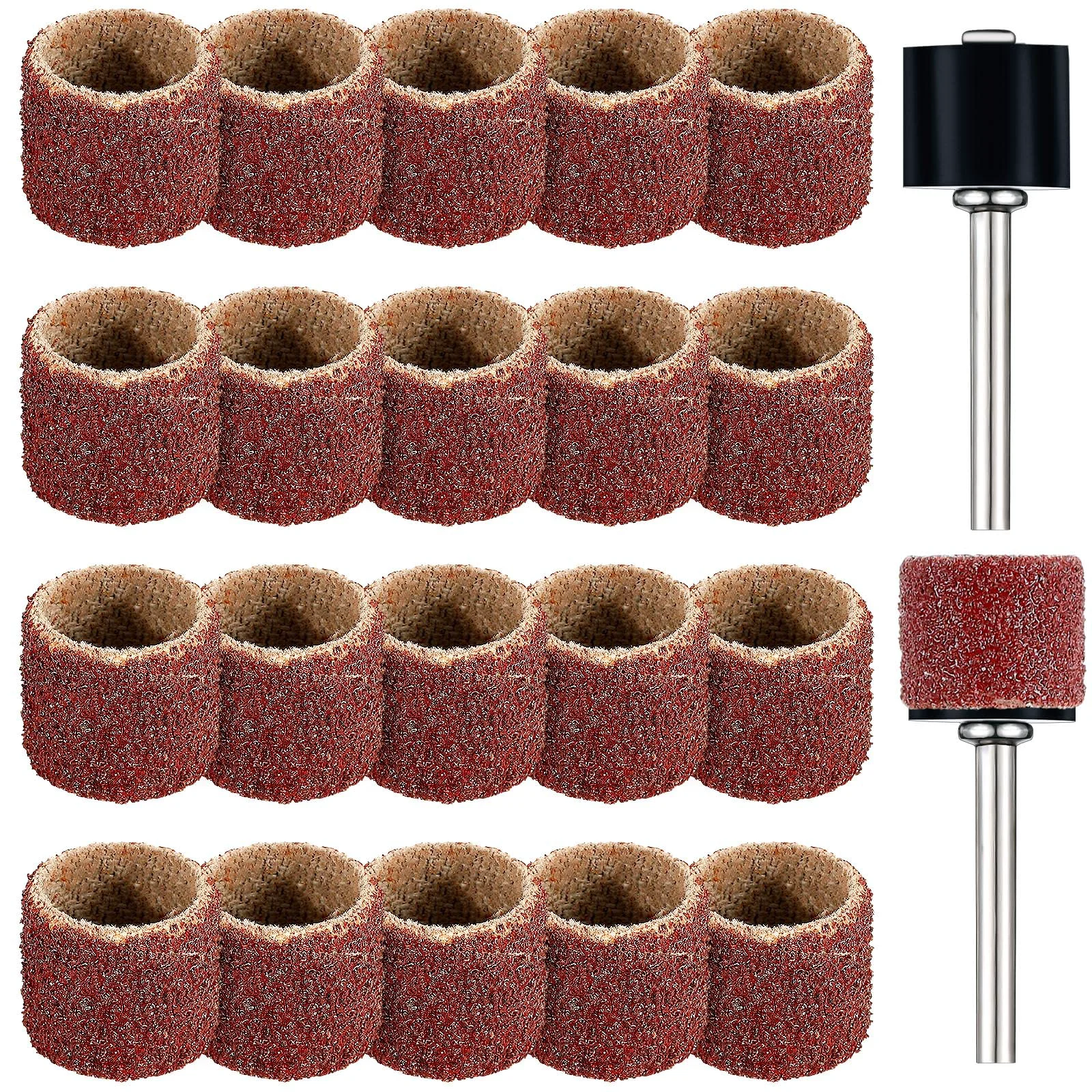 Reliable Leelosp 22-Piece Nail Grinder Kit – 120 Grit Sanding Bands Black Grinding Drums Smooth