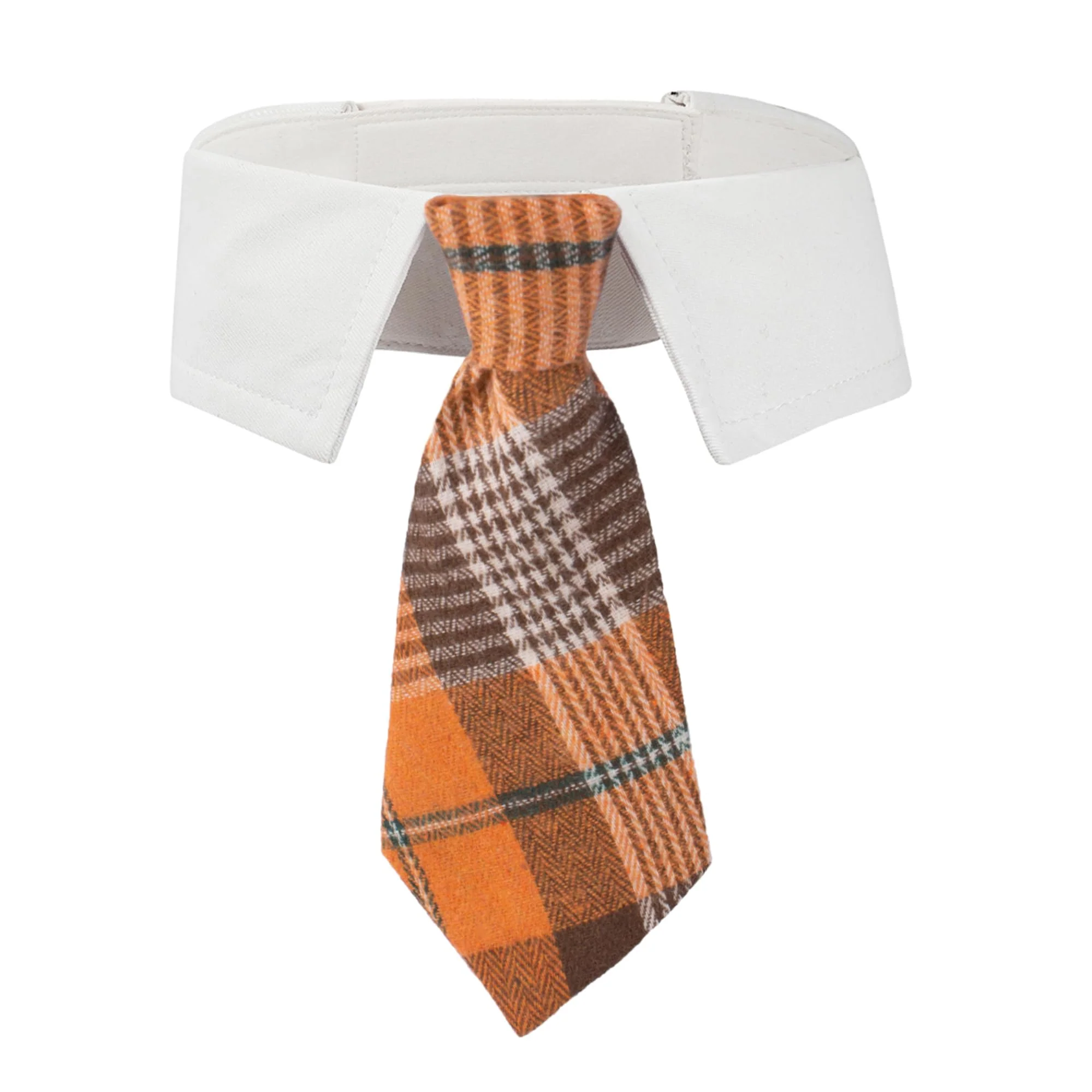 Environmentally Friendly ADOGGYGO Fall Dog Necktie Collar - Orange Plaid Tuxedo for Medium Dogs Halloween Thanksgiving Durable
