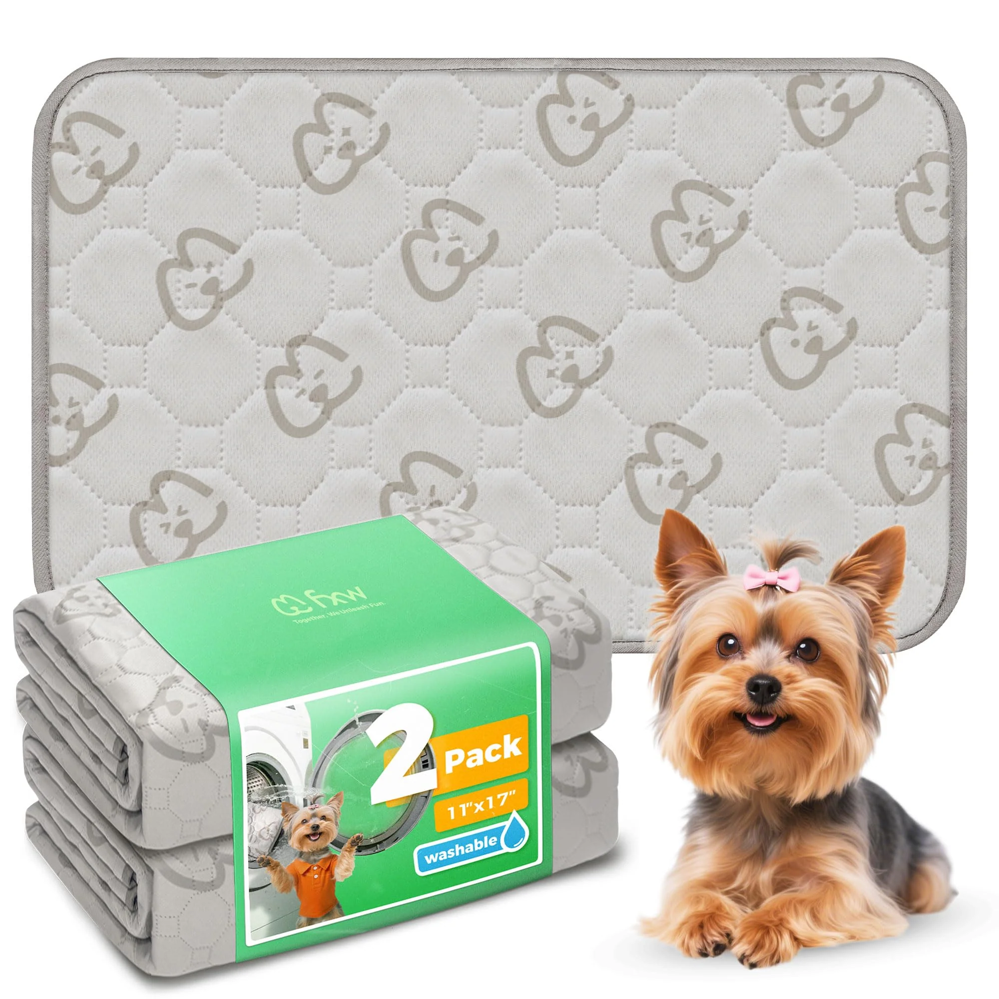 User-Friendly FXW Washable Dog Pee Pads – Leak-Proof Non-Slip 11x17 Khaki 2 Packs Easy-to-Use