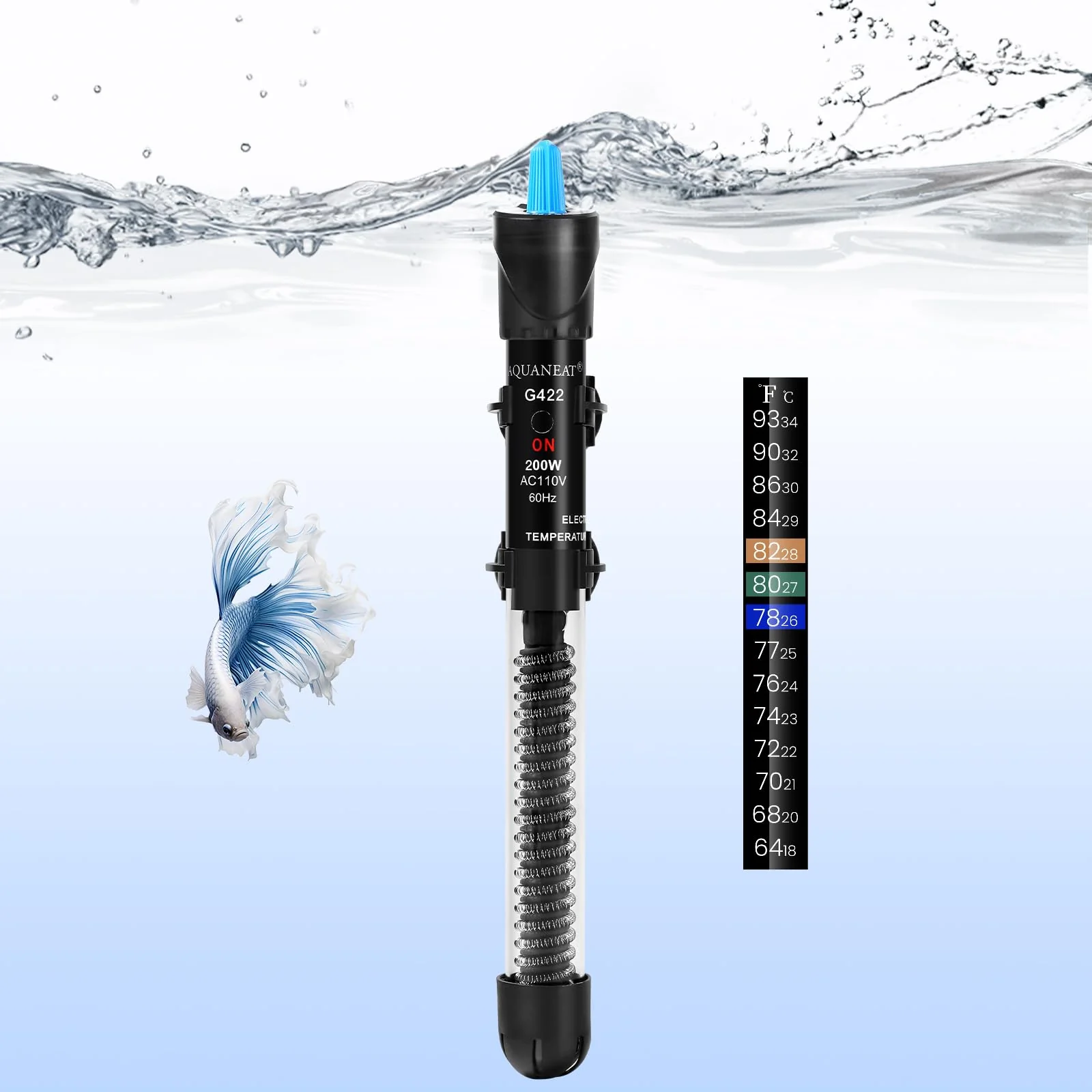 Fast AQUANEAT Aquarium Heater 200W – Adjustable Submersible Thermostat with Thermometer First-Class