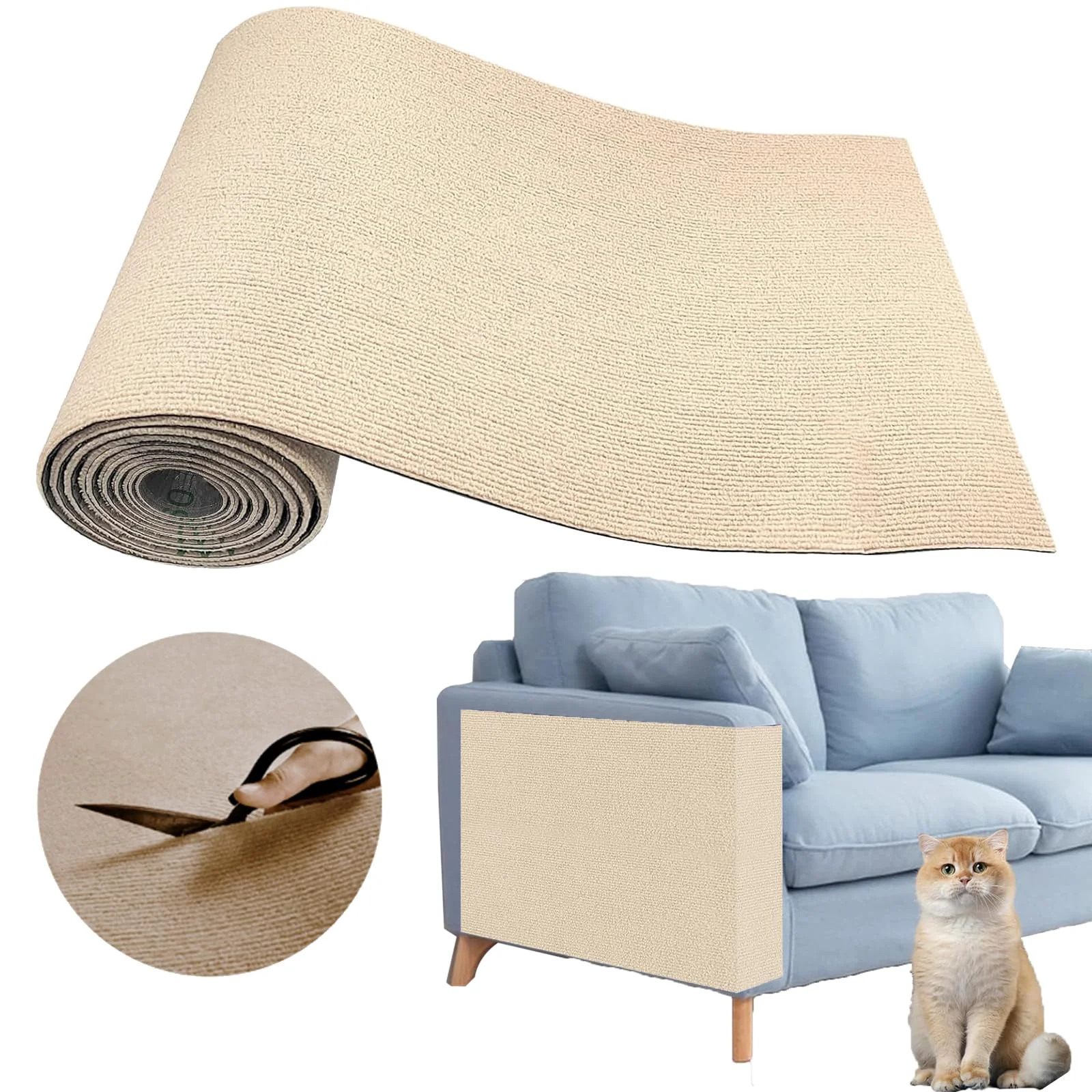 Versatile SREBAY Cat Scratching Climbing Carpet Mat – DIY Adhesive Scratcher Furniture Protector Khaki 39.3x15.8 in Reliable