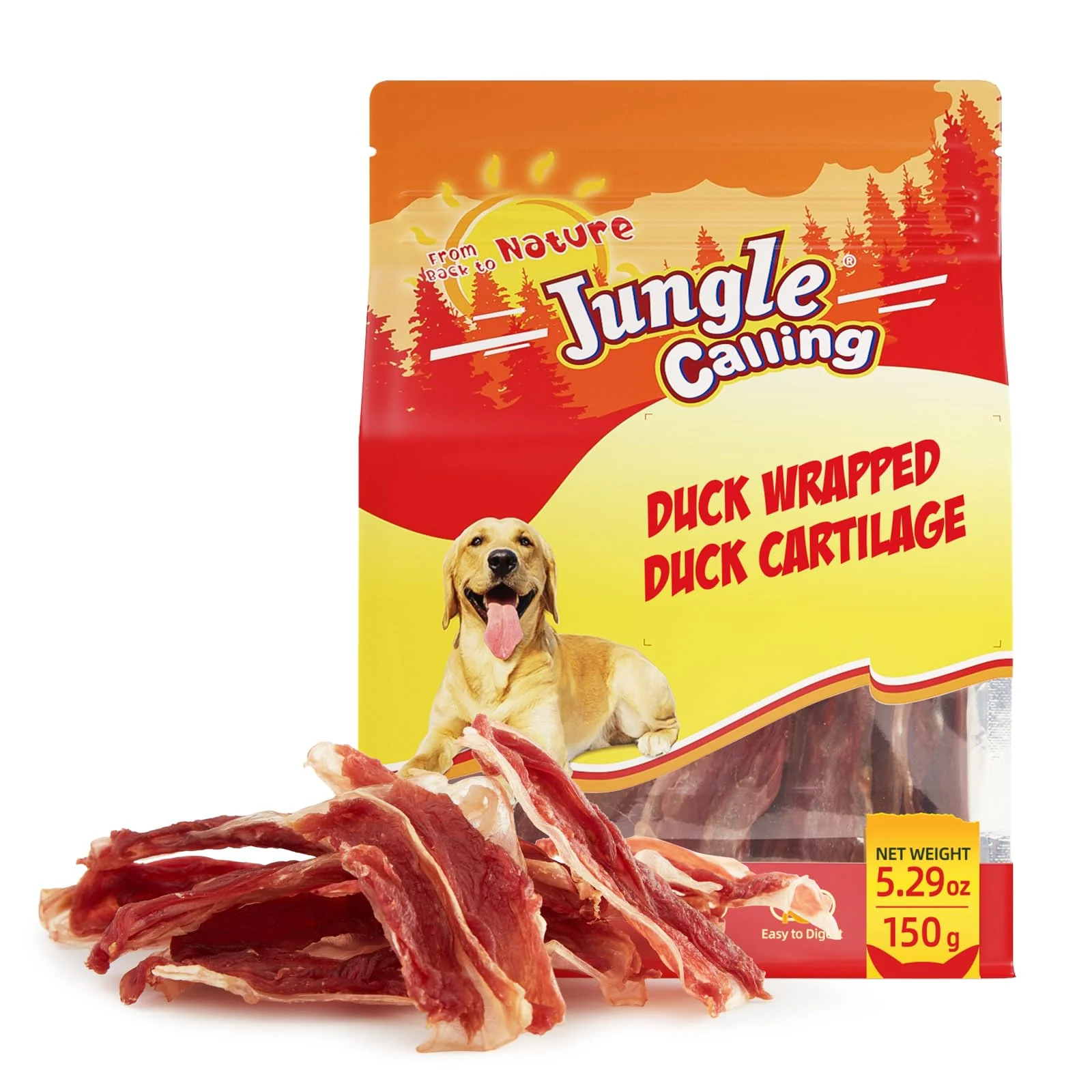 Elegant Jungle Calling Duck Wrapped Bones Dog Treats Rawhide- High-Protein Chews Comfortable