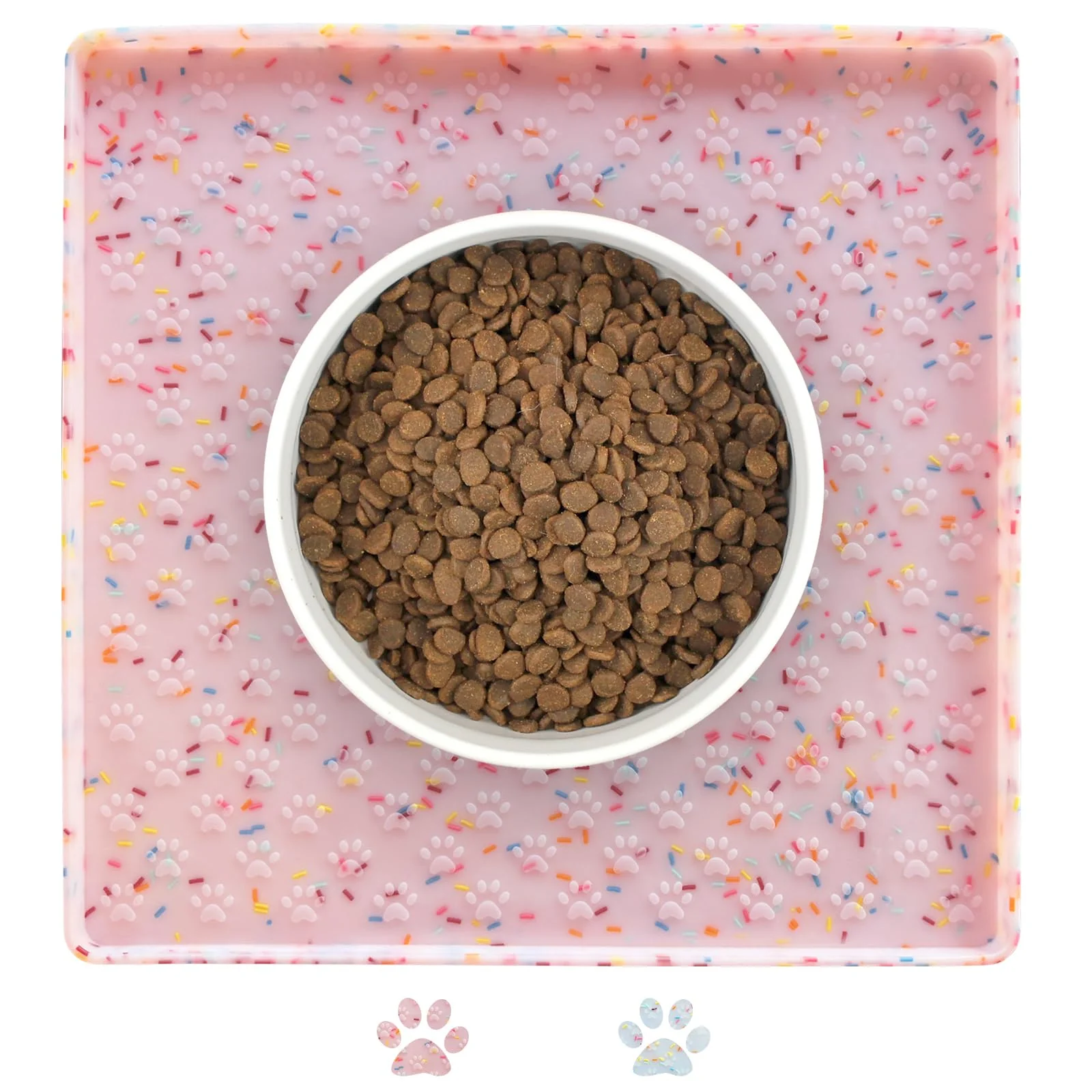 Smooth Ptlom Dog Food Mat Anti-Slip Silicone Placemat for Pets – Pink Detailed