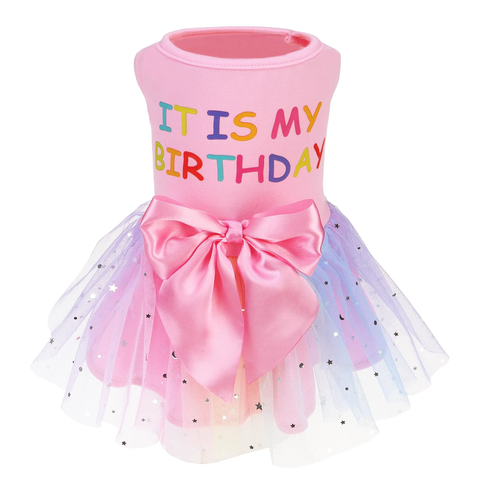 Selected PUPTECK Print Dog Dress with Bowtie Birthday Puppy Outfit XS–M Breathable
