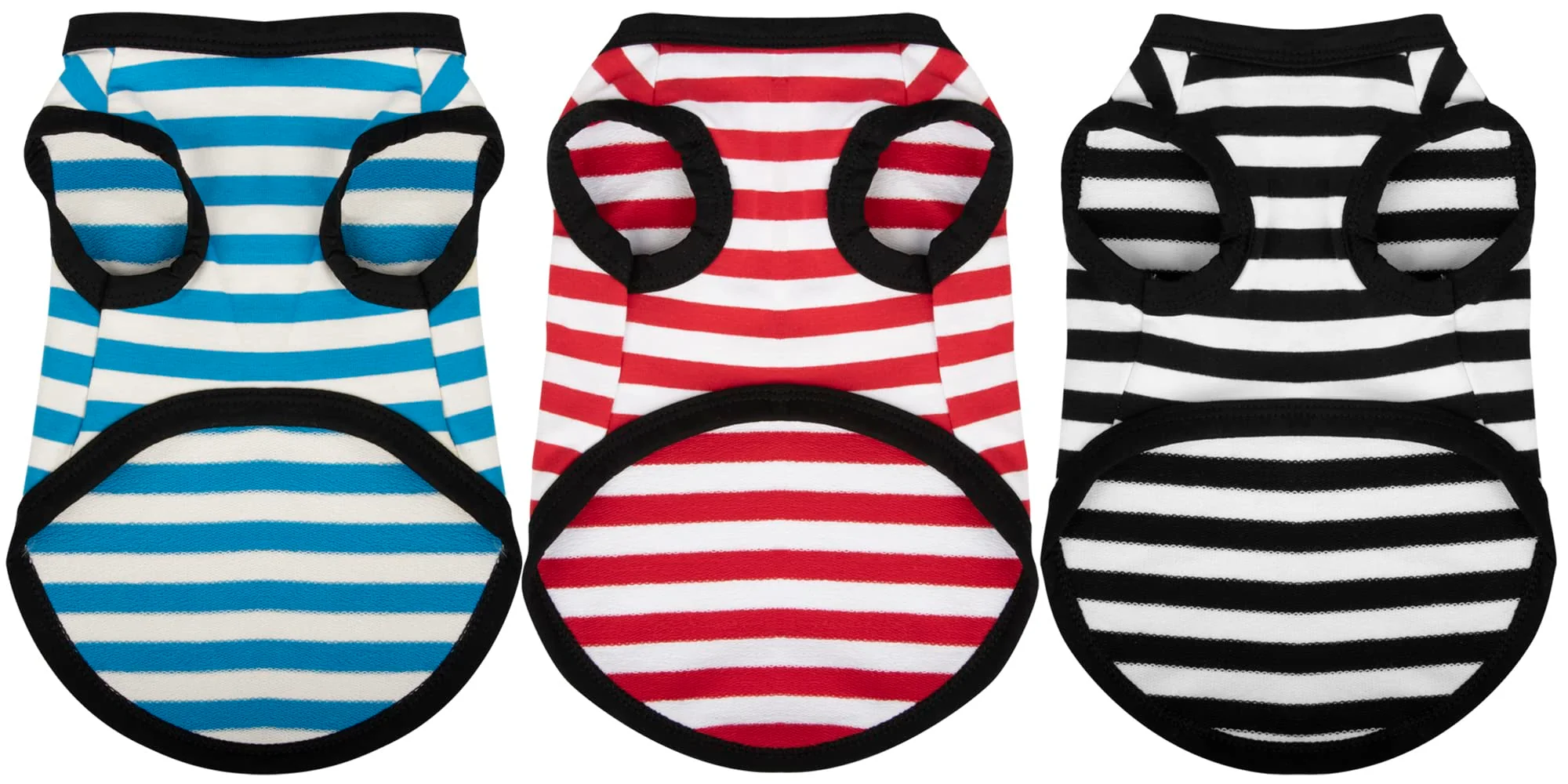Soft Paiaite 3-Piece Striped Dog Shirts Lightweight Cotton Sleeveless Tank Tops for Small to 3XL Dogs Safe