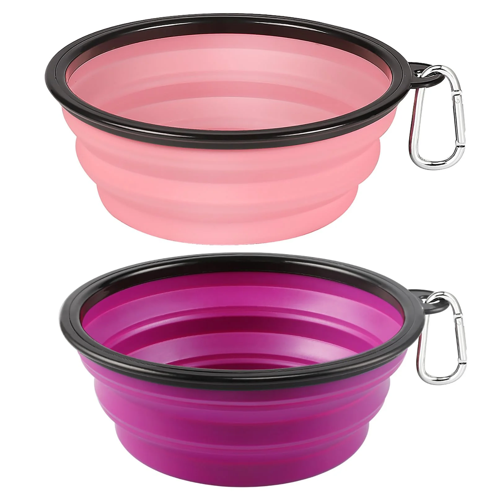 Genuine Kytely Large Collapsible Dog Bowls 34oz – 2 Pack Foldable Travel Water Food Bowls with Clasp Pink Purple High-Performance