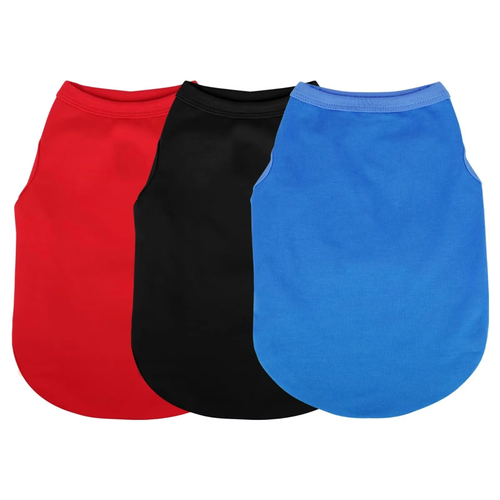 Authentic Paiaite 3-Piece Plain Dog Shirt Set – Breathable Cotton Sleeveless Tank Tops for Small to 4XL Dogs Red Blue Black Durable