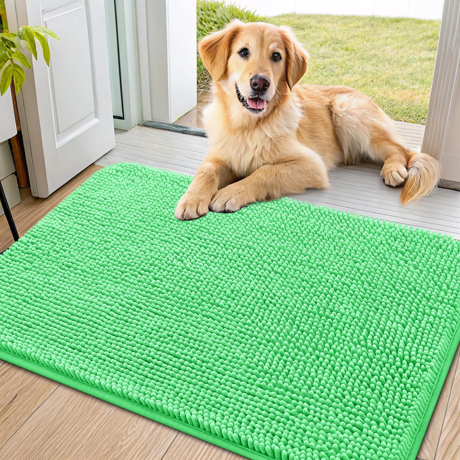 Flexible Smiry Dog Door Mat 36x24 Mint Green – Absorbs Moisture and Dirt Non-Slip Fashionable