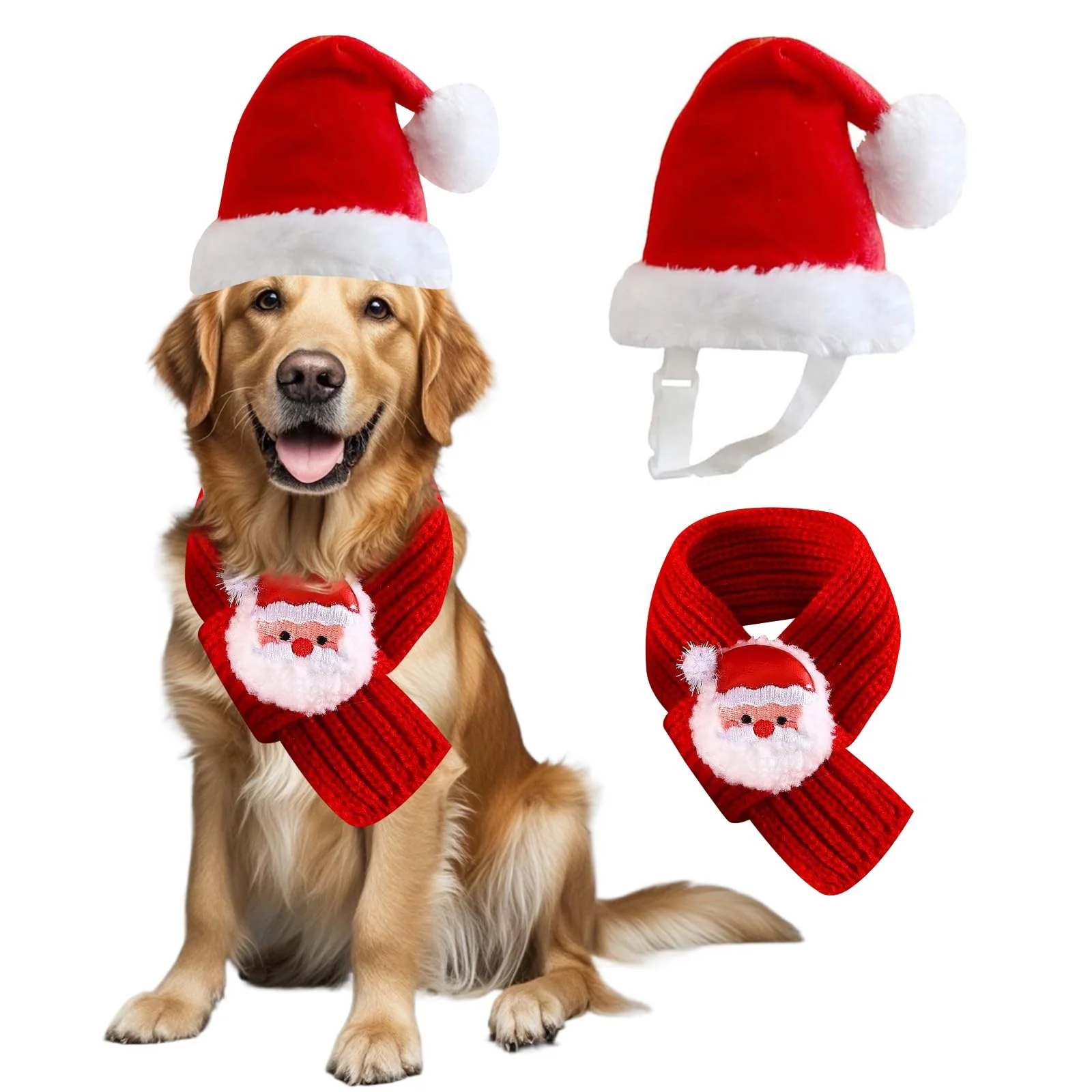 Innovative Wiz BBQT Large Dog Christmas Santa Hat Scarf Set – Festive Outfit for Large Dogs Hat Scarf Durable