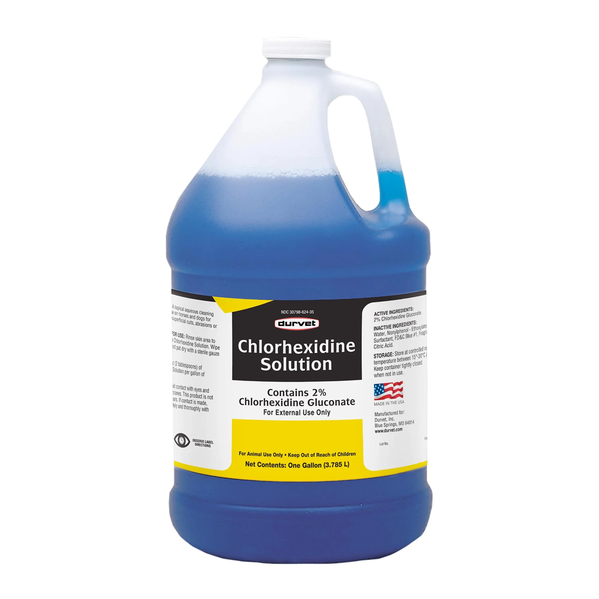 Fine Durvet Chlorhexidine 2 for Horses Dogs — One Gallon Antibacterial Cleaning Solution Soft