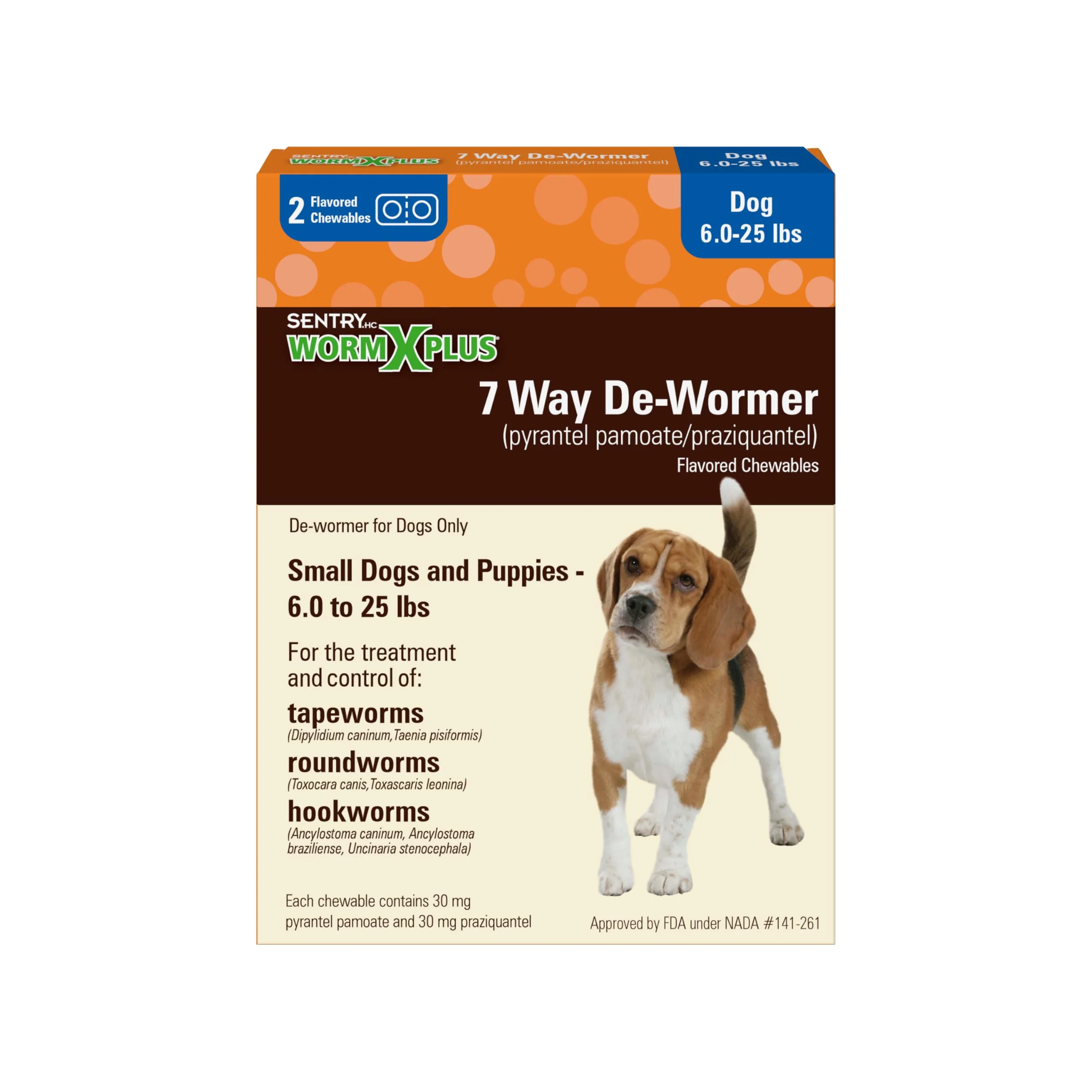 Comfortable Worm X Plus 7-Way De-Wormer Chewables for Small Dogs Puppies 6-25 lb – 2 Count Artisan
