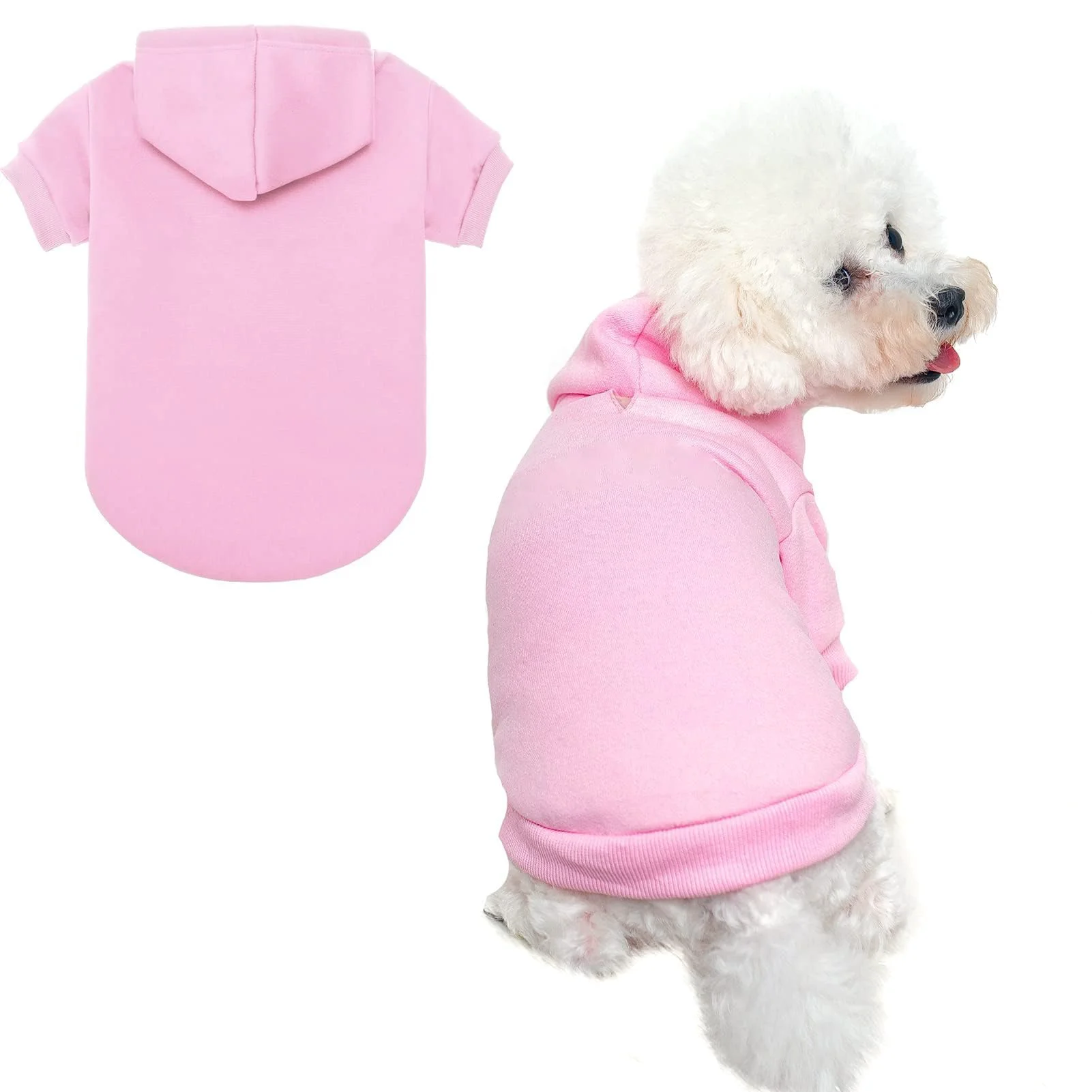 Sustainable BINGPET Dog Hoodies - Fleece-Lined Warm Pullover Sweater for Dogs Cats Natural