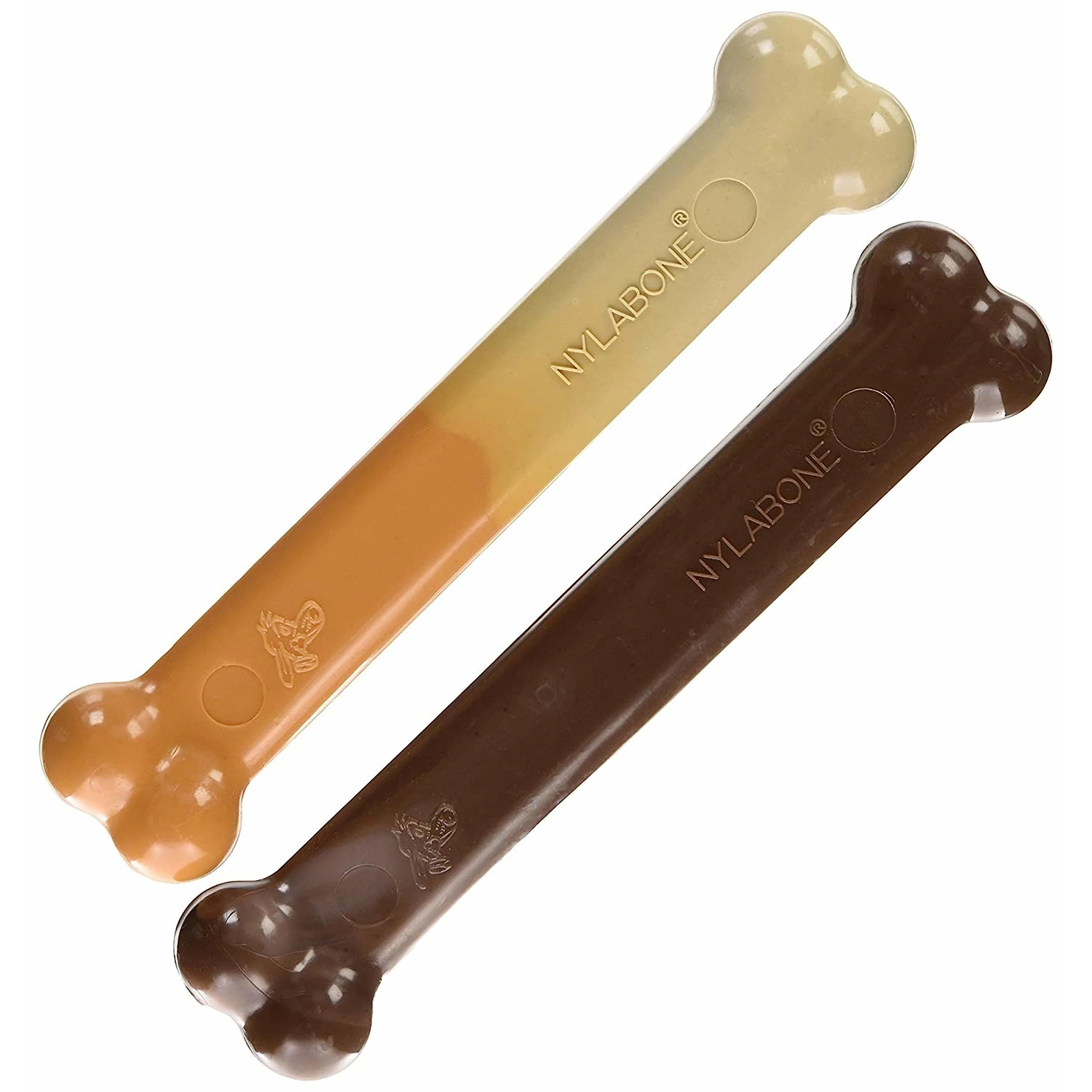 Smooth Nylabone Bone Power Chew Toy for Dogs — Durable Nylon Chew Large 2 Pack with Funnel Cake Shish Kabob Flavors Fine Crafted