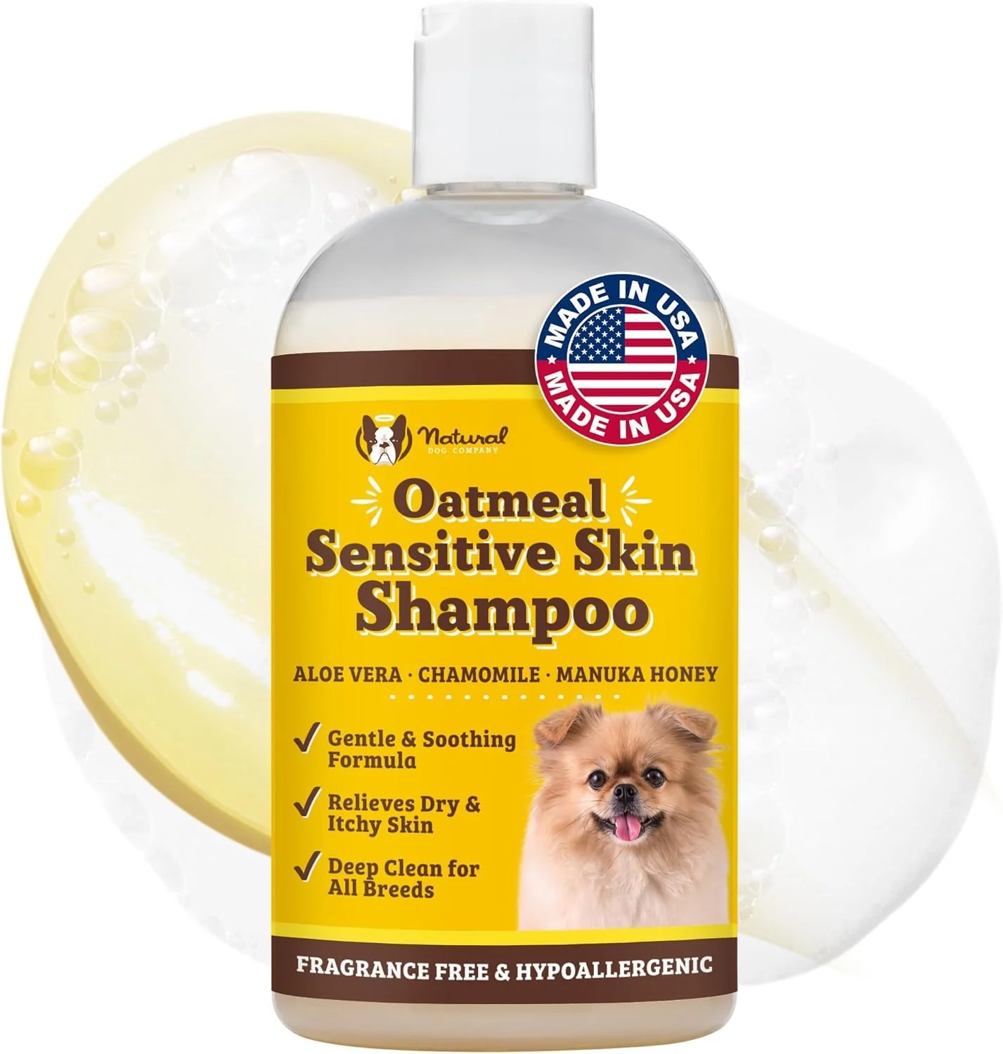 Refined Natural Dog Company Oatmeal Shampoo for Sensitive Skin – Anti-Itch Puppy Shampoo 12 oz Elite