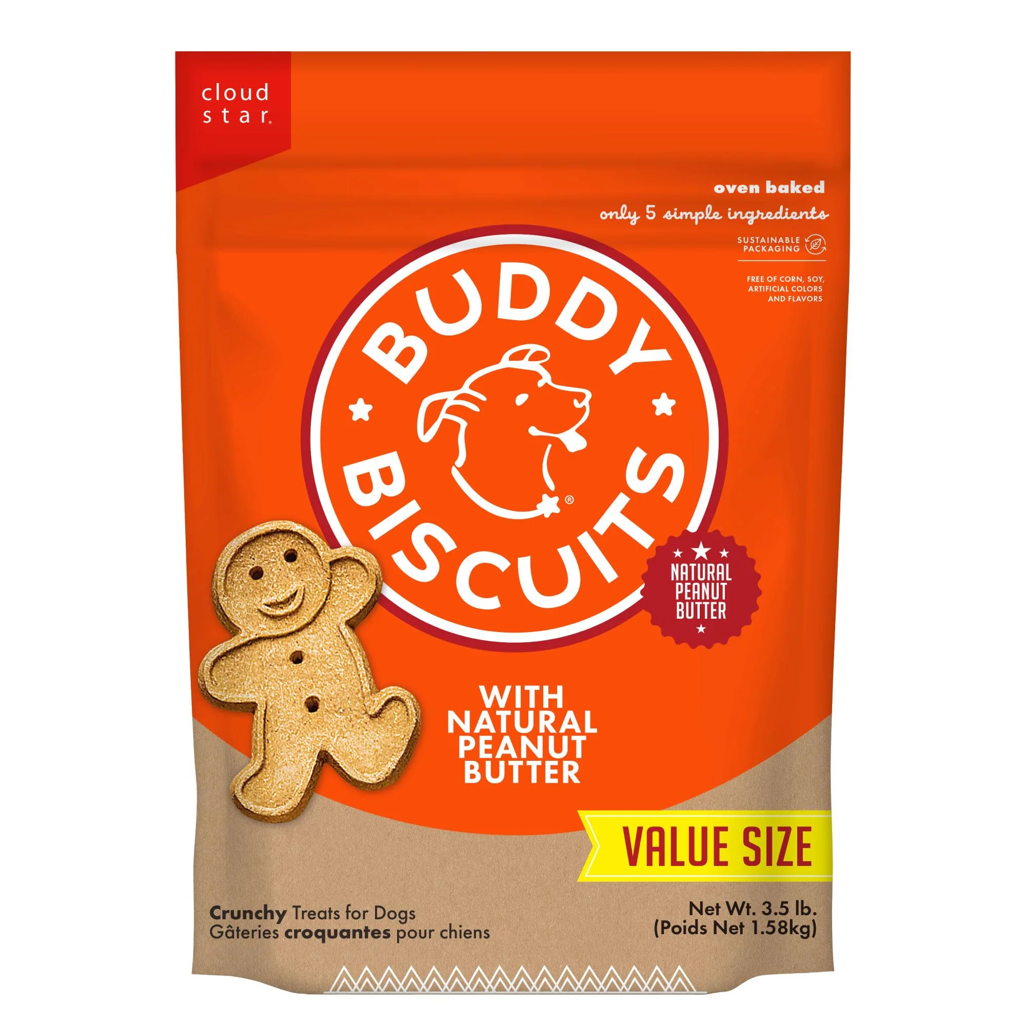 First-Class Buddy Biscuits Crunchy Dog Treats with Natural Peanut Butter – 3.5 lb Bag Fashionable