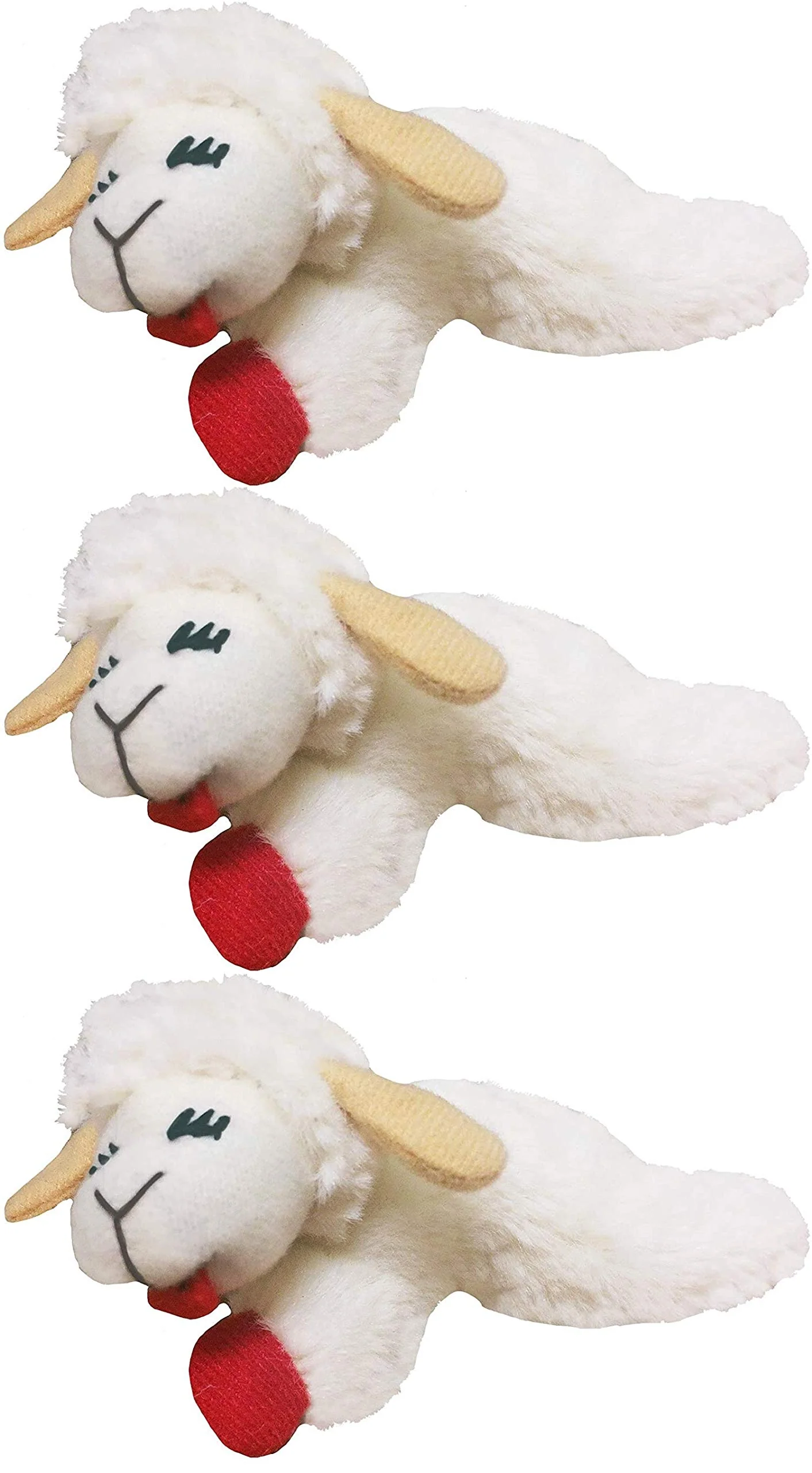 Luxury Multipet Lamb Chop Cat Toy – Small Pack of 3 Catnip-Filled Plush Toys Natural