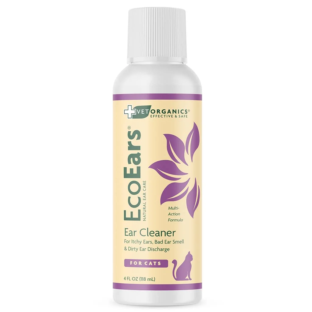 Reusable Vet Organics EcoEars Cat Ear Cleaner — Natural Multi-Action Ear Care 4 oz Elite