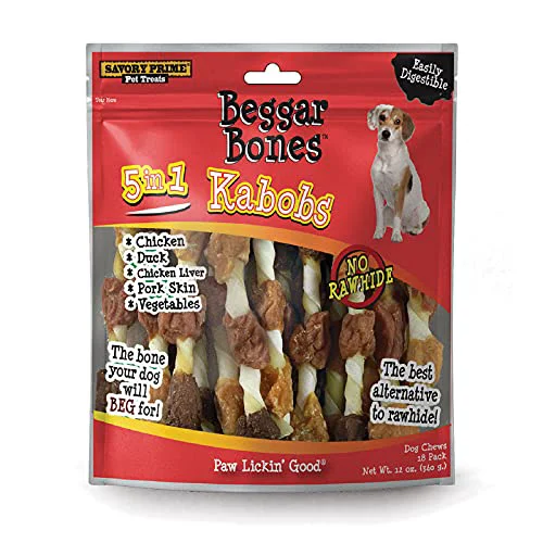 User-Friendly SavorSavory Prime Beggar Bones 8in Kabobs – 5-in-1 Grain- Dog Treats Premium
