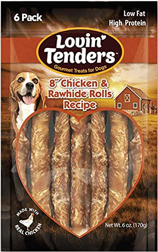 High-Quality Lovin' Tenders Dog Treats – Chicken Rawhide Rolls 6-pack 7 oz Safe