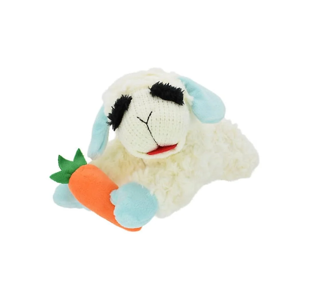 Effective Multipet Spring Easter Lamb Chop with Light Blue Ears - 11-inch Plush Squeaker Dog Toy High-Performance
